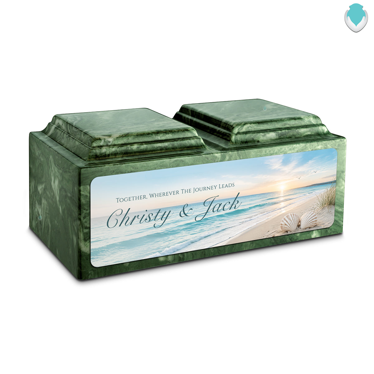 Adult Companion Custom Ocean Memorial Emerald Cultured Marble Urns by MacKenzie