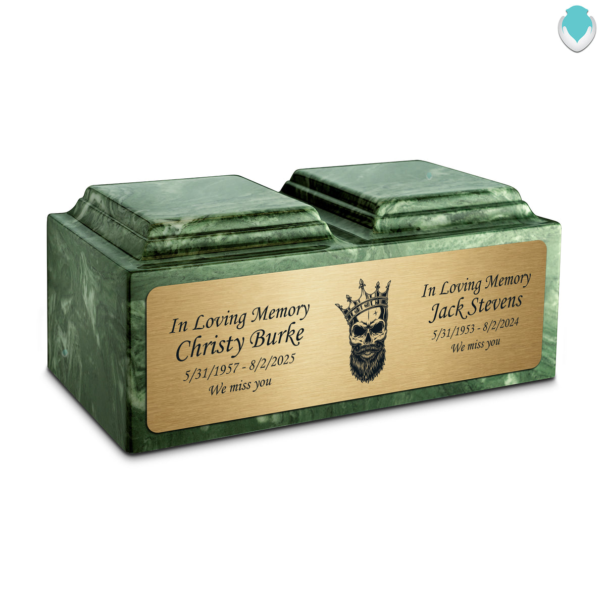Adult Companion Custom Printed Emerald Skull Cultured Marble Urns by MacKenzie