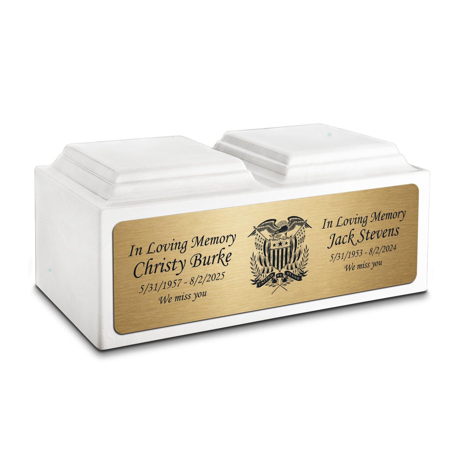 Adult Companion Custom Printed Glacier White American Glory Cultured Marble Urns by MacKenzie