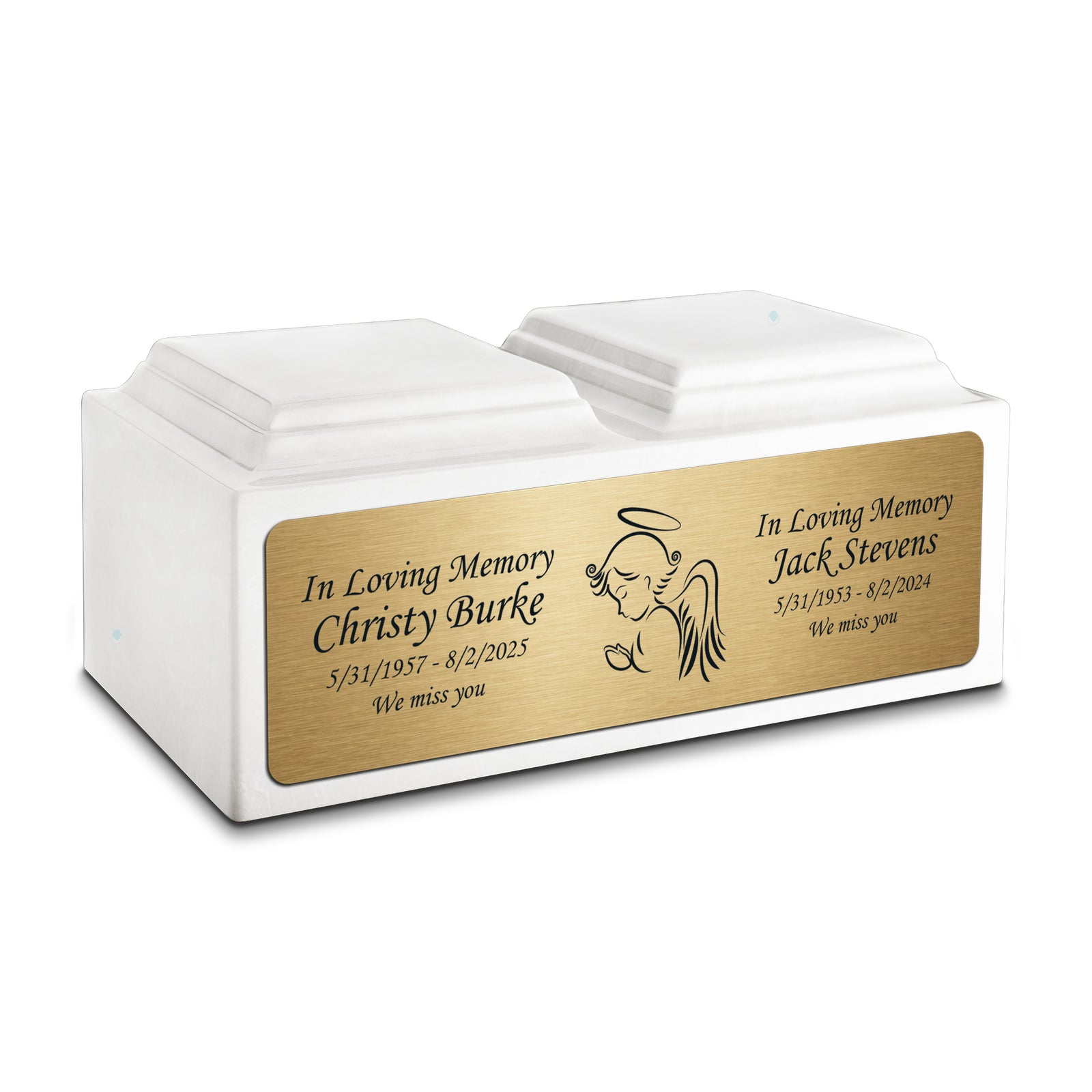 Adult Companion Custom Printed Glacier White Angel Cultured Marble Urns by MacKenzie