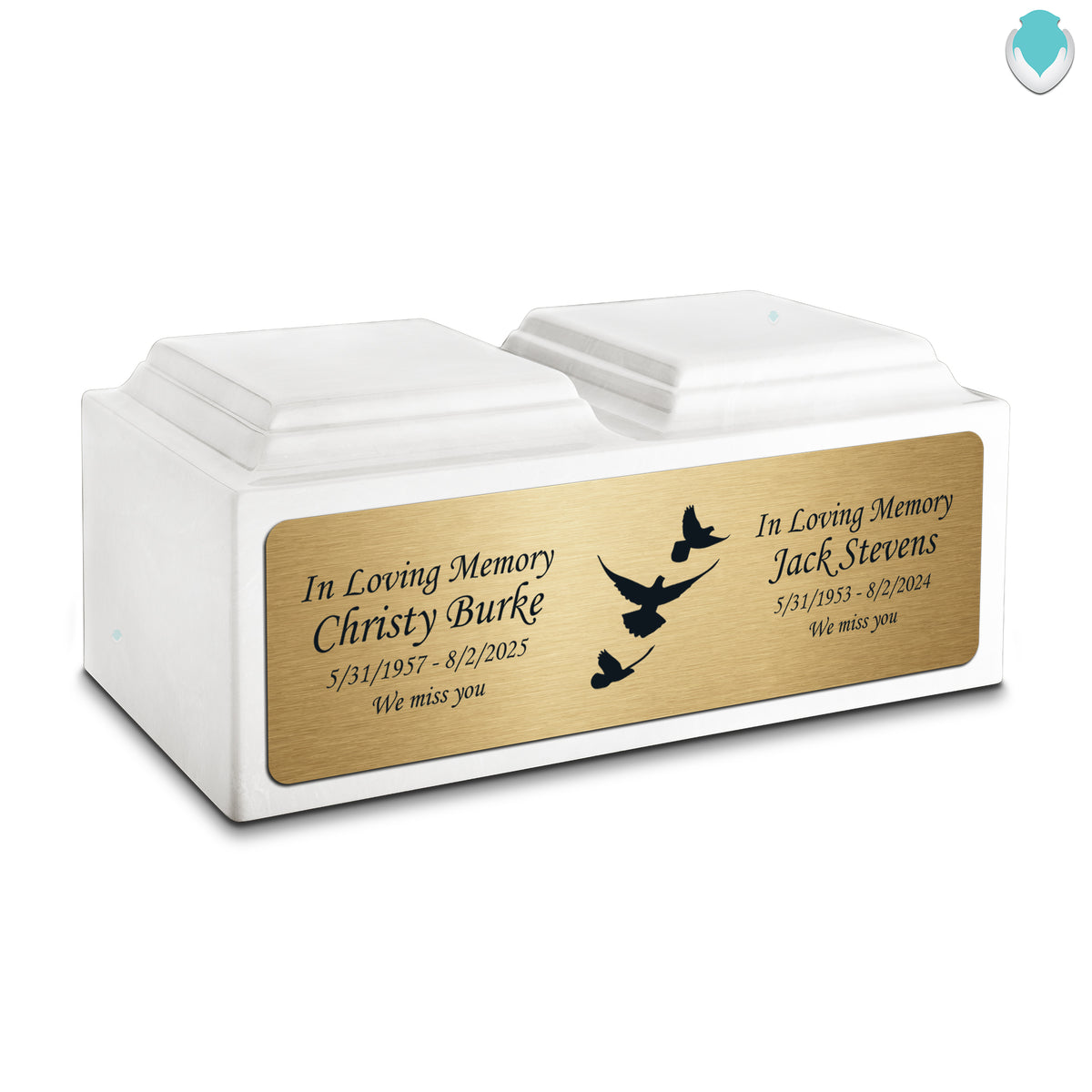 Adult Companion Custom Printed Glacier White Doves Cultured Marble Urns by MacKenzie
