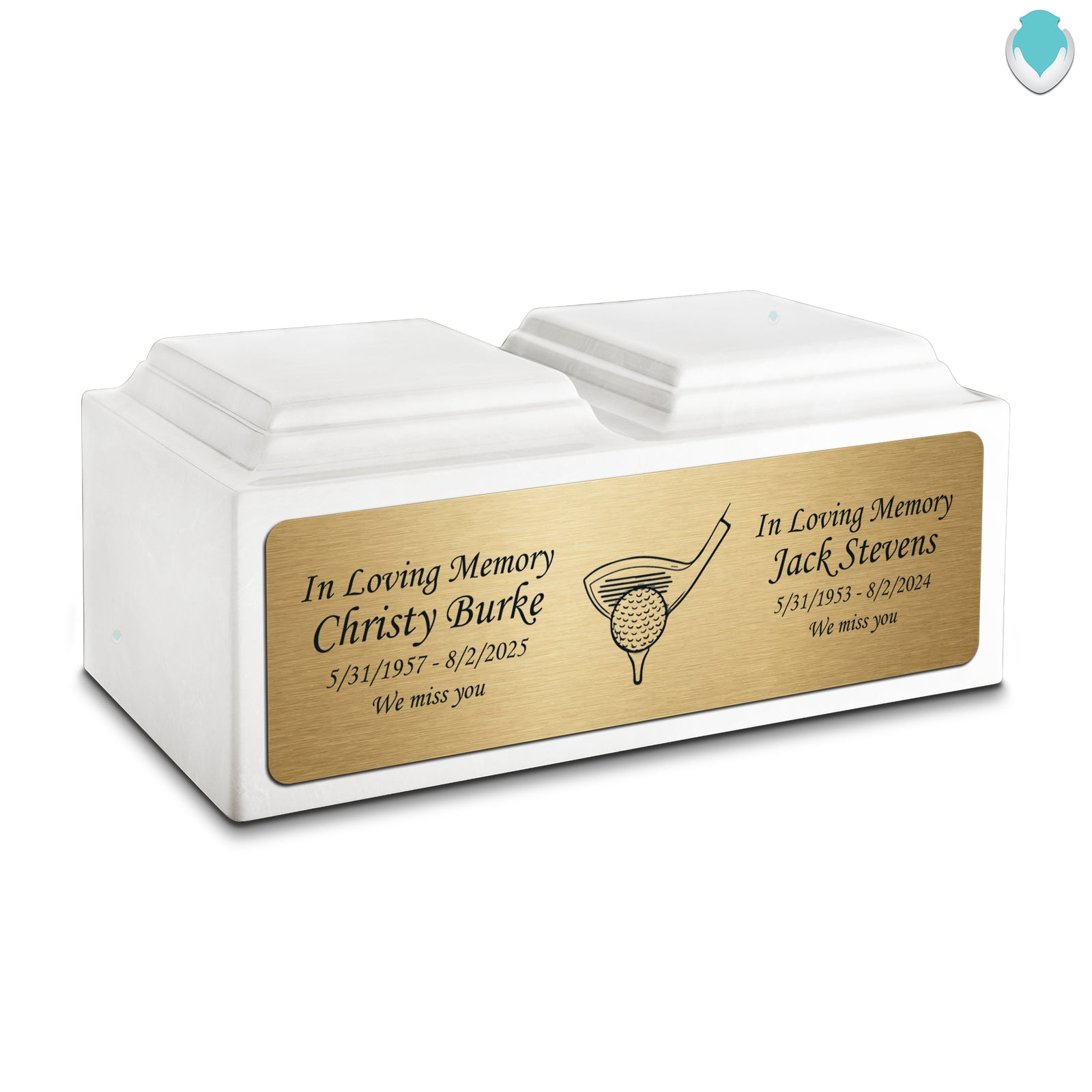 Adult Companion Custom Printed Glacier White Golf Cultured Marble Urns by MacKenzie