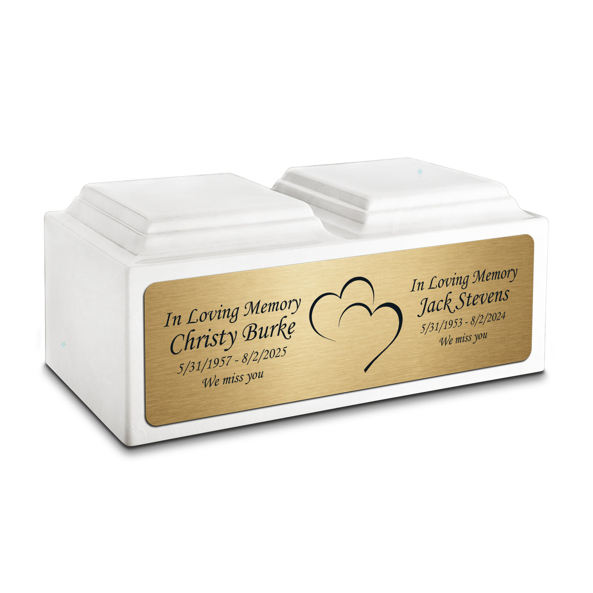 Adult Companion Custom Printed Glacier White Heart Cultured Marble Urns by MacKenzie