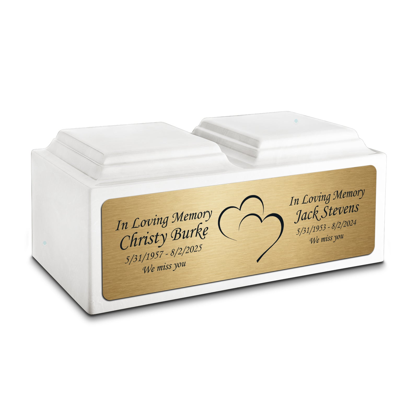 Adult Companion Custom Printed Glacier White Heart Cultured Marble Urns by MacKenzie