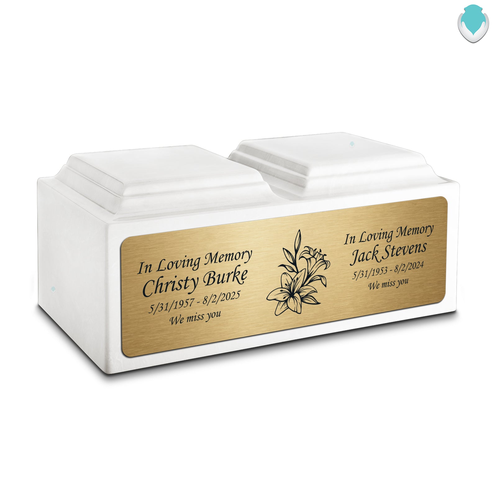 Adult Companion Custom Printed Glacier White Lily Cultured Marble Urns by MacKenzie