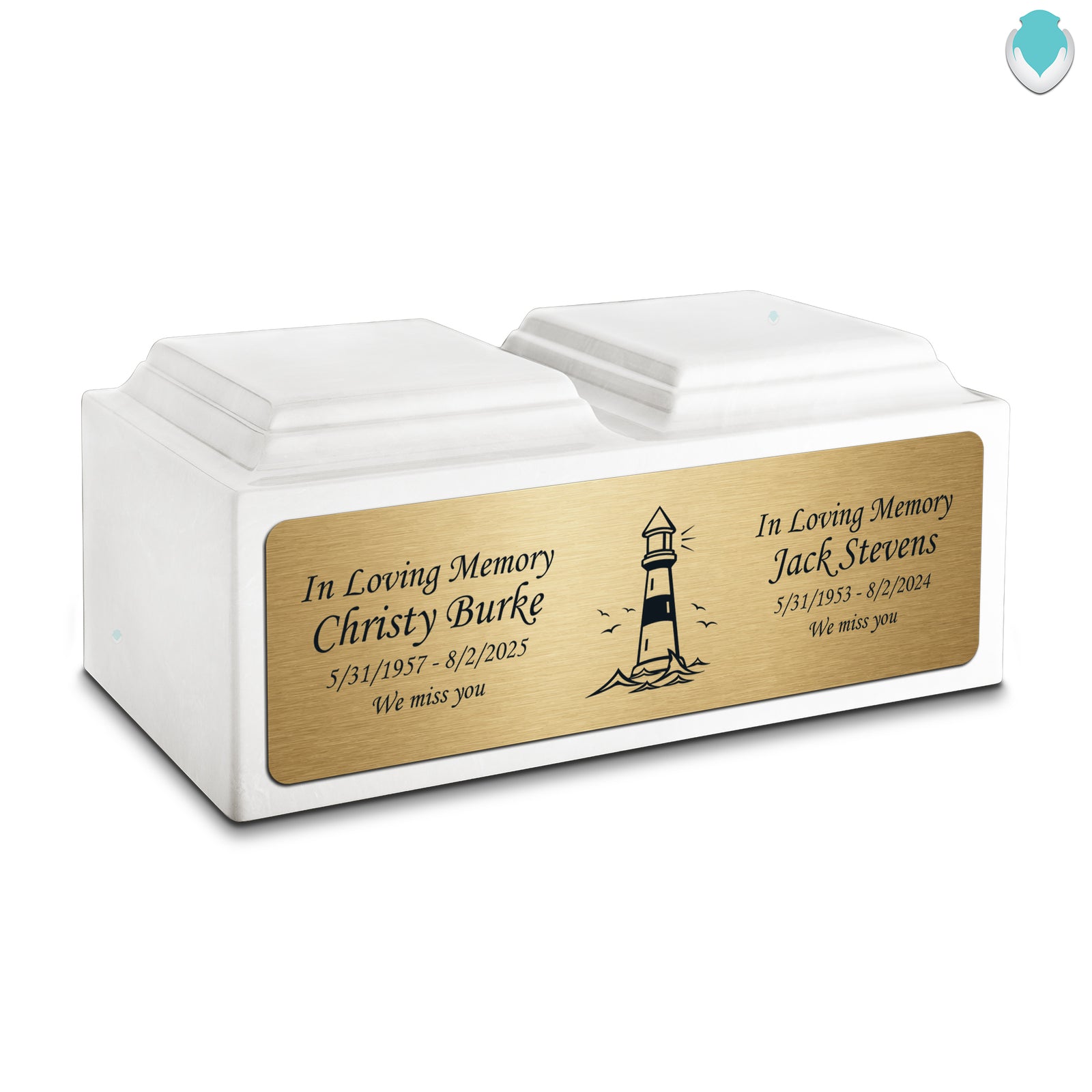 Adult Companion Custom Printed Glacier White Lighthouse Cultured Marble Urns by MacKenzie