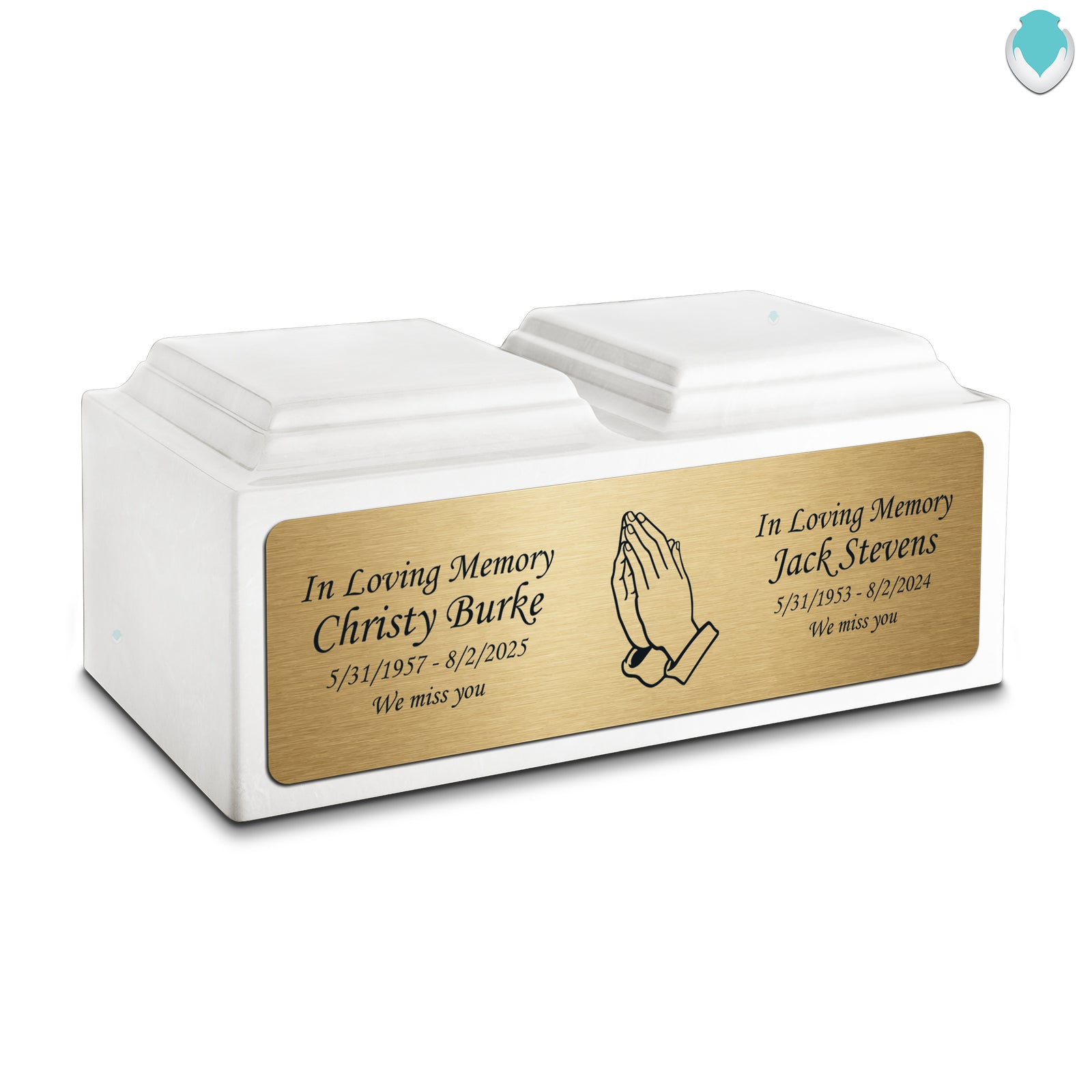 Adult Companion Custom Printed Glacier White Praying Hands Cultured Marble Urns by MacKenzie