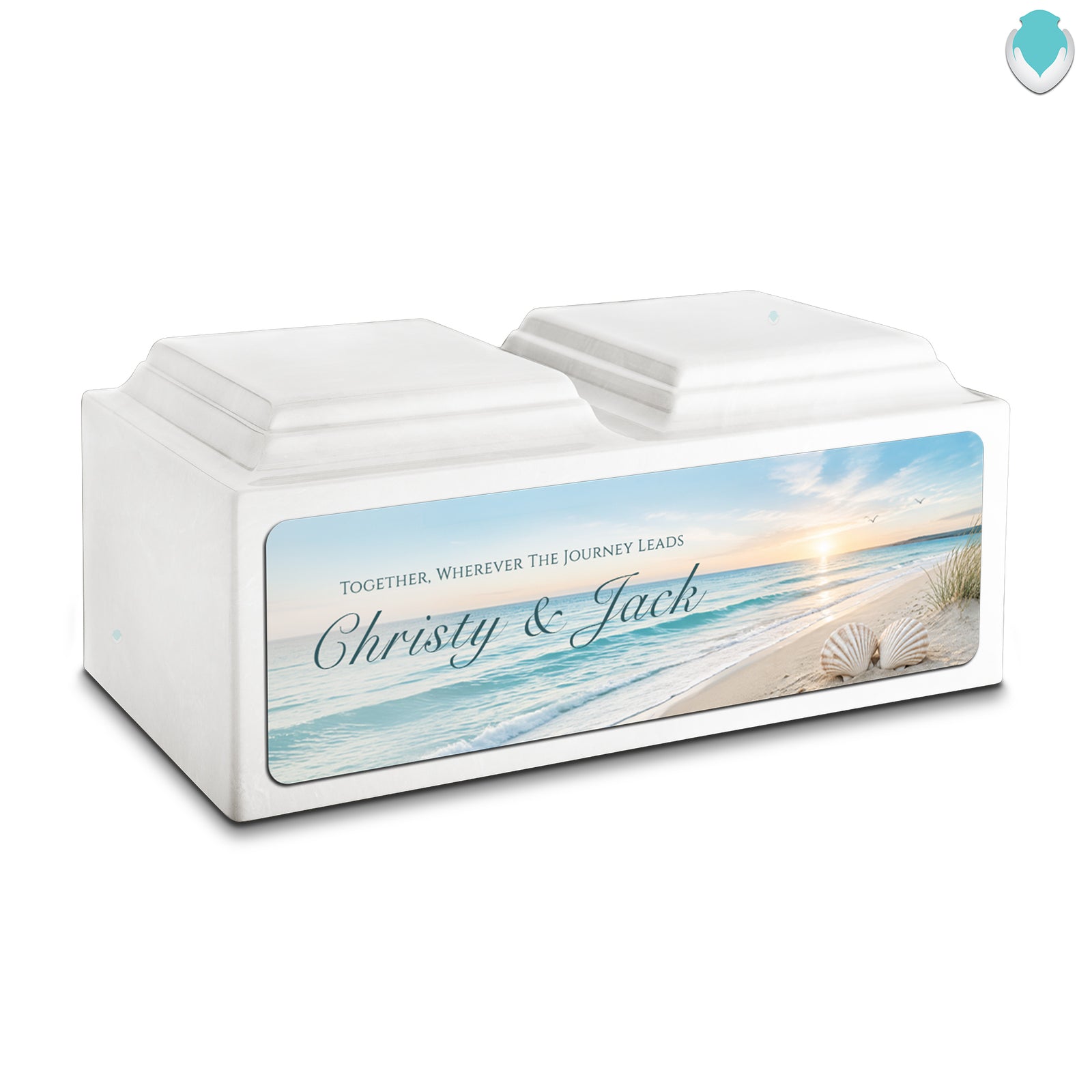 Adult Companion Custom Ocean Memorial Glacier White Cultured Marble Urns by MacKenzie