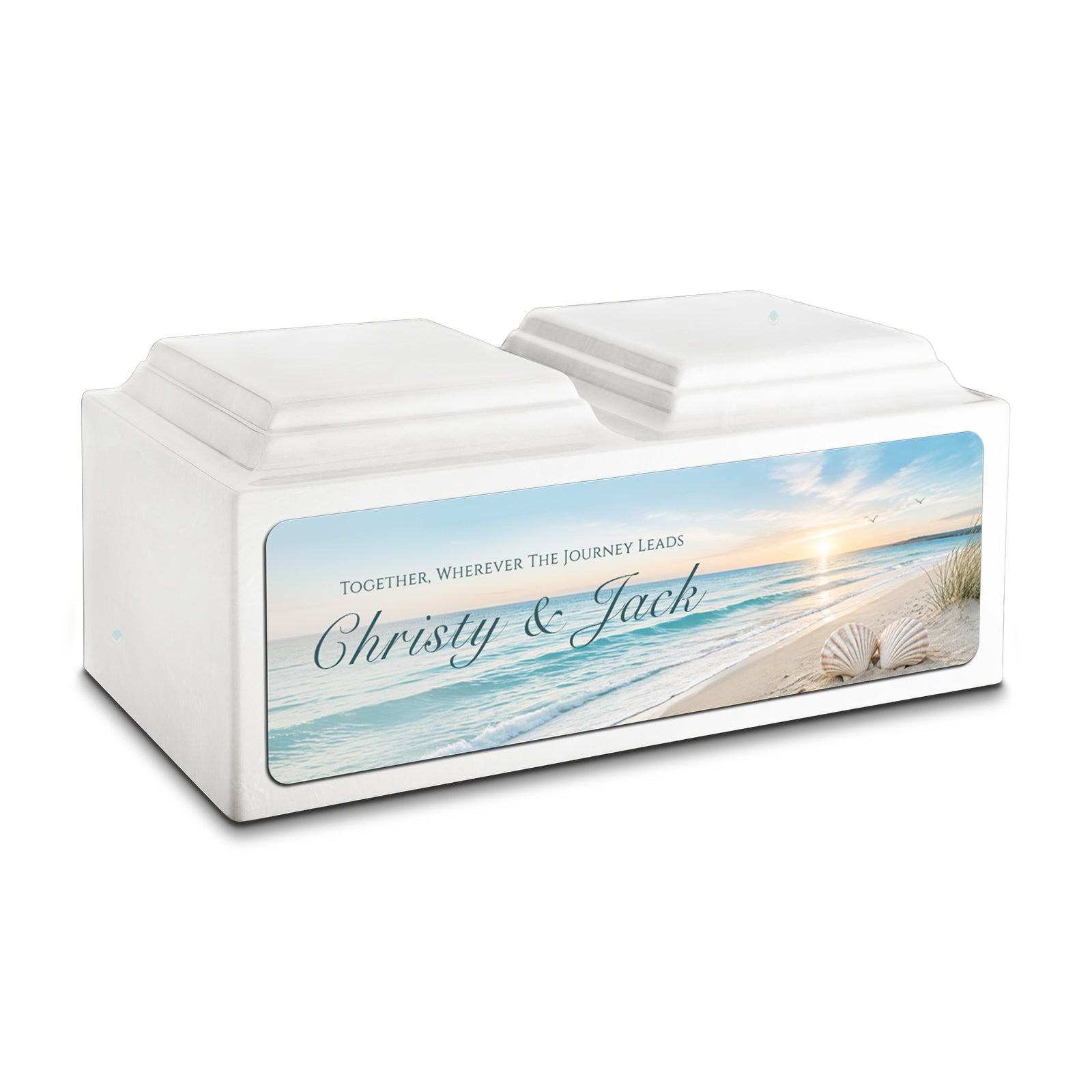 Adult Companion Custom Ocean Memorial Glacier White Cultured Marble Urns by MacKenzie