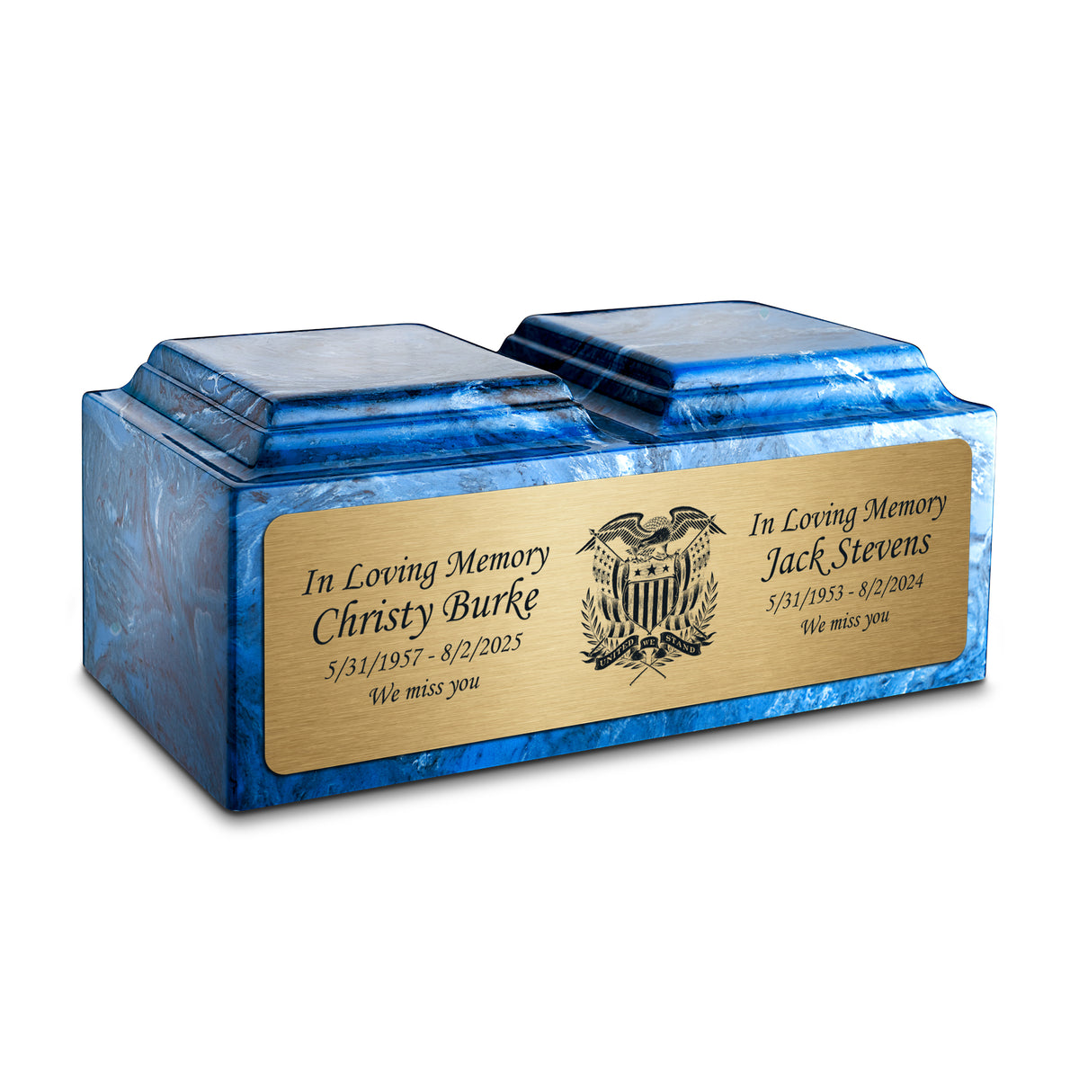 Adult Companion Custom Printed Mystic Blue American Glory Cultured Marble Urns by MacKenzie