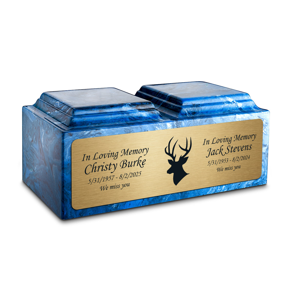 Adult Companion Custom Printed Mystic Blue Deer Cultured Marble Urns by MacKenzie