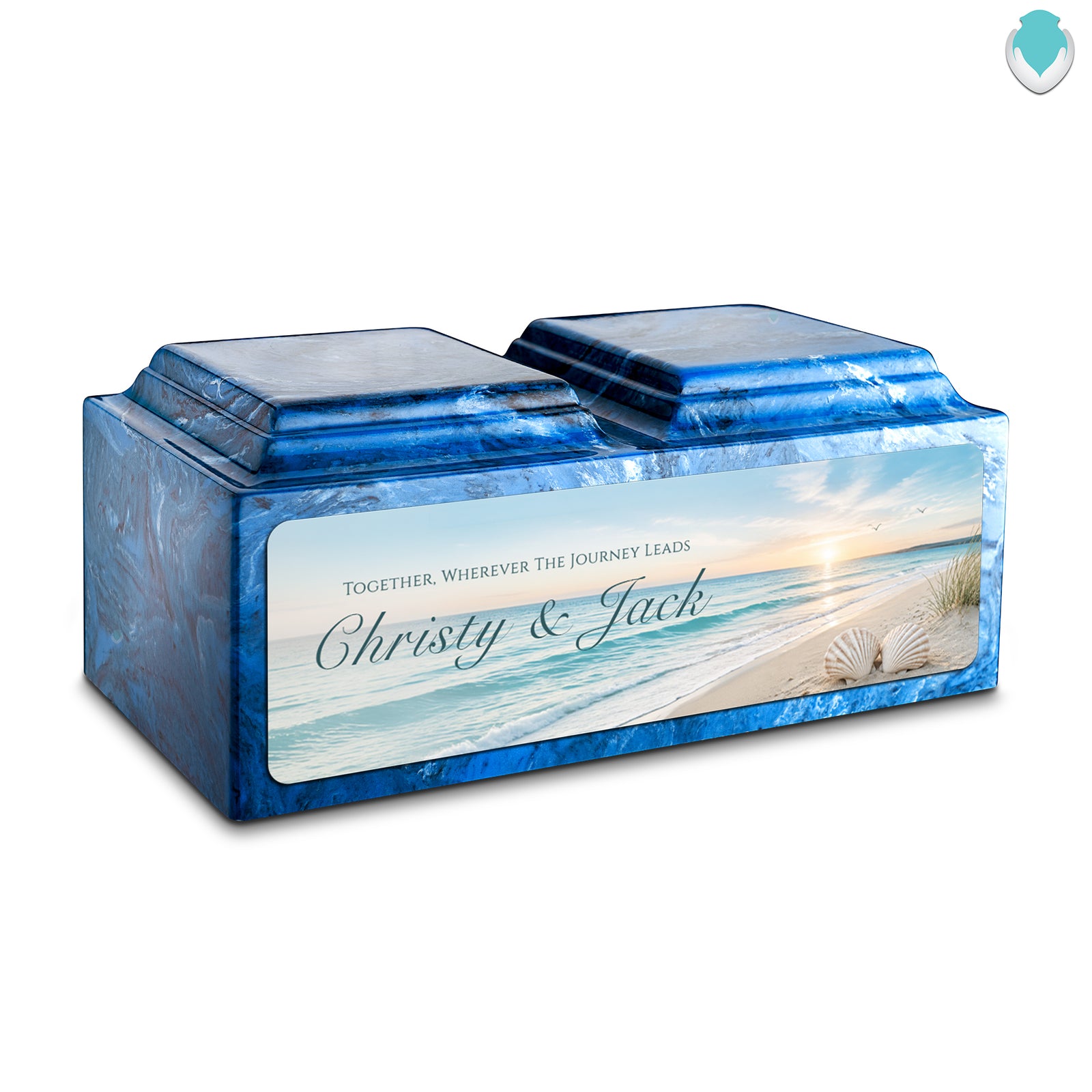 Adult Companion Custom Ocean Memorial Mystic Blue Cultured Marble Urns by MacKenzie