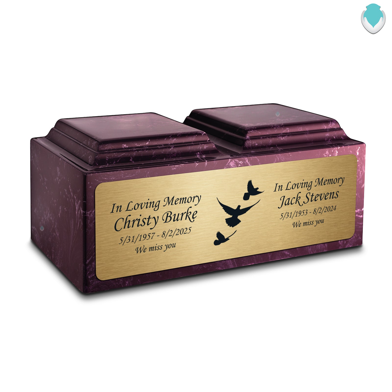 Adult Companion Custom Printed Merlot Doves Cultured Marble Urns by MacKenzie