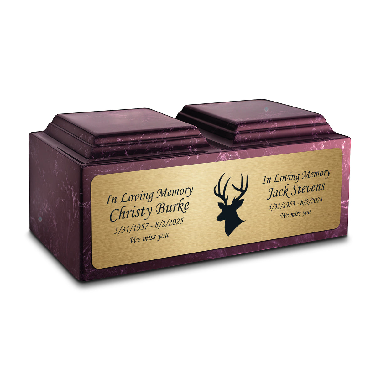 Adult Companion Custom Printed Merlot Deer Cultured Marble Urns by MacKenzie