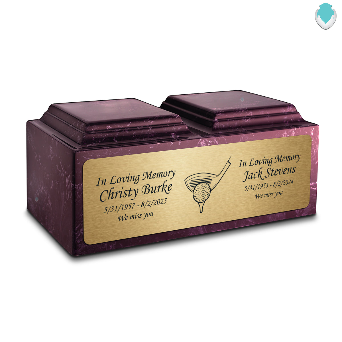 Adult Companion Custom Printed Merlot Golf Cultured Marble Urns by MacKenzie