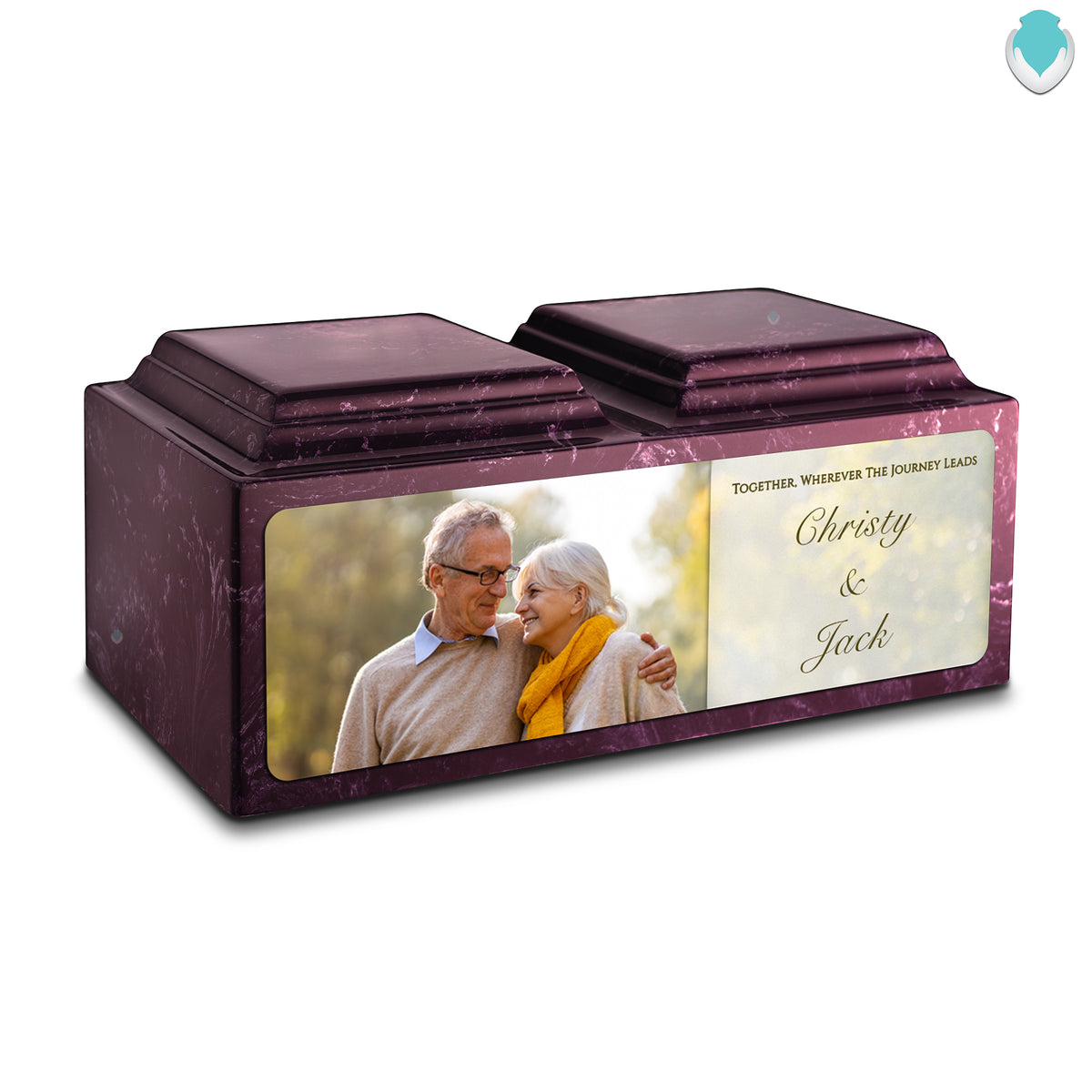Adult Companion Custom Couple Portrait Merlot Cultured Marble Urns by MacKenzie