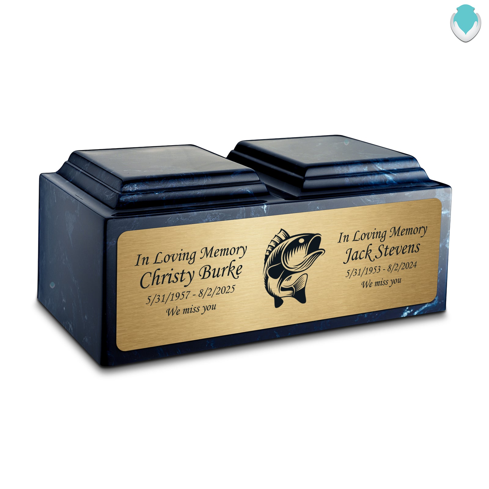 Adult Companion Custom Printed Navy Fishing Cultured Marble Urns by MacKenzie