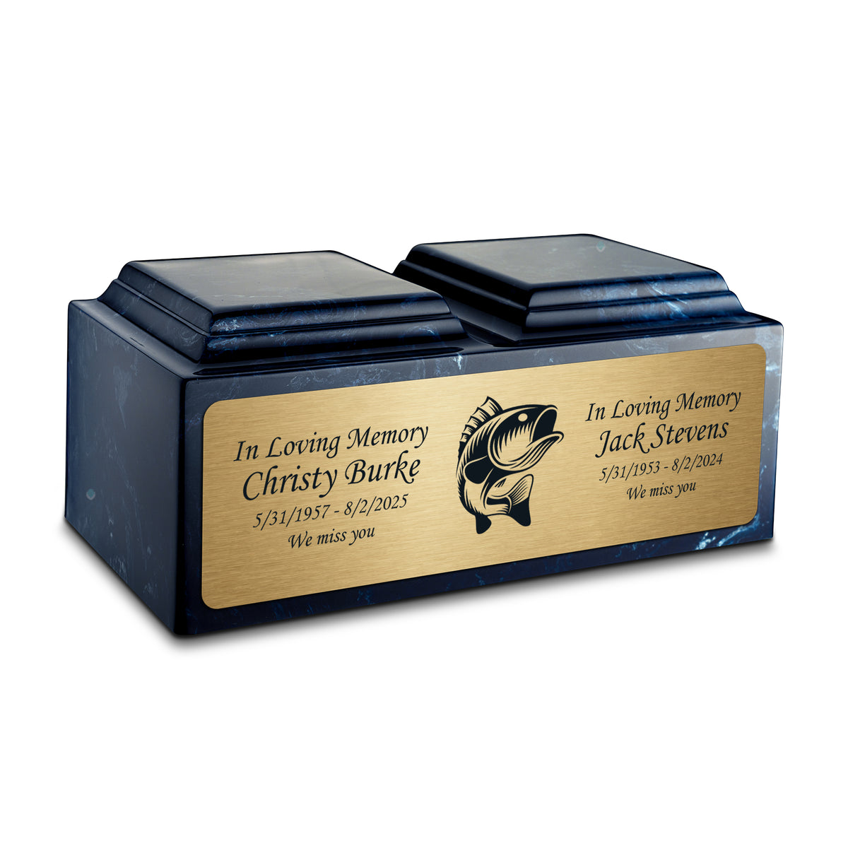 Adult Companion Custom Printed Navy Fishing Cultured Marble Urns by MacKenzie
