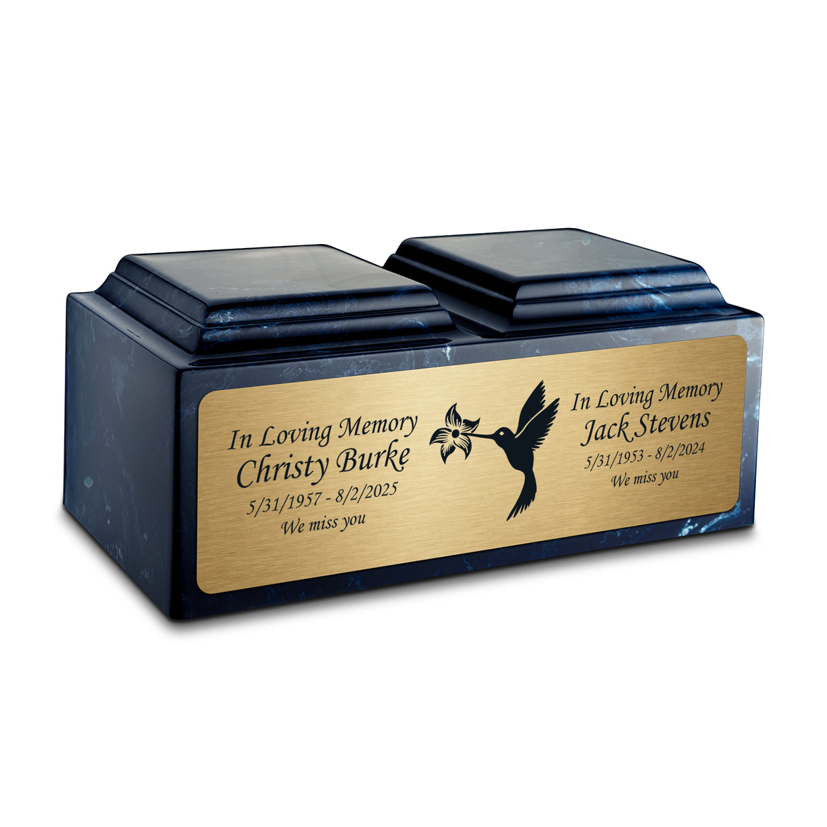 Adult Companion Custom Printed Navy Hummingbird Cultured Marble Urns by MacKenzie