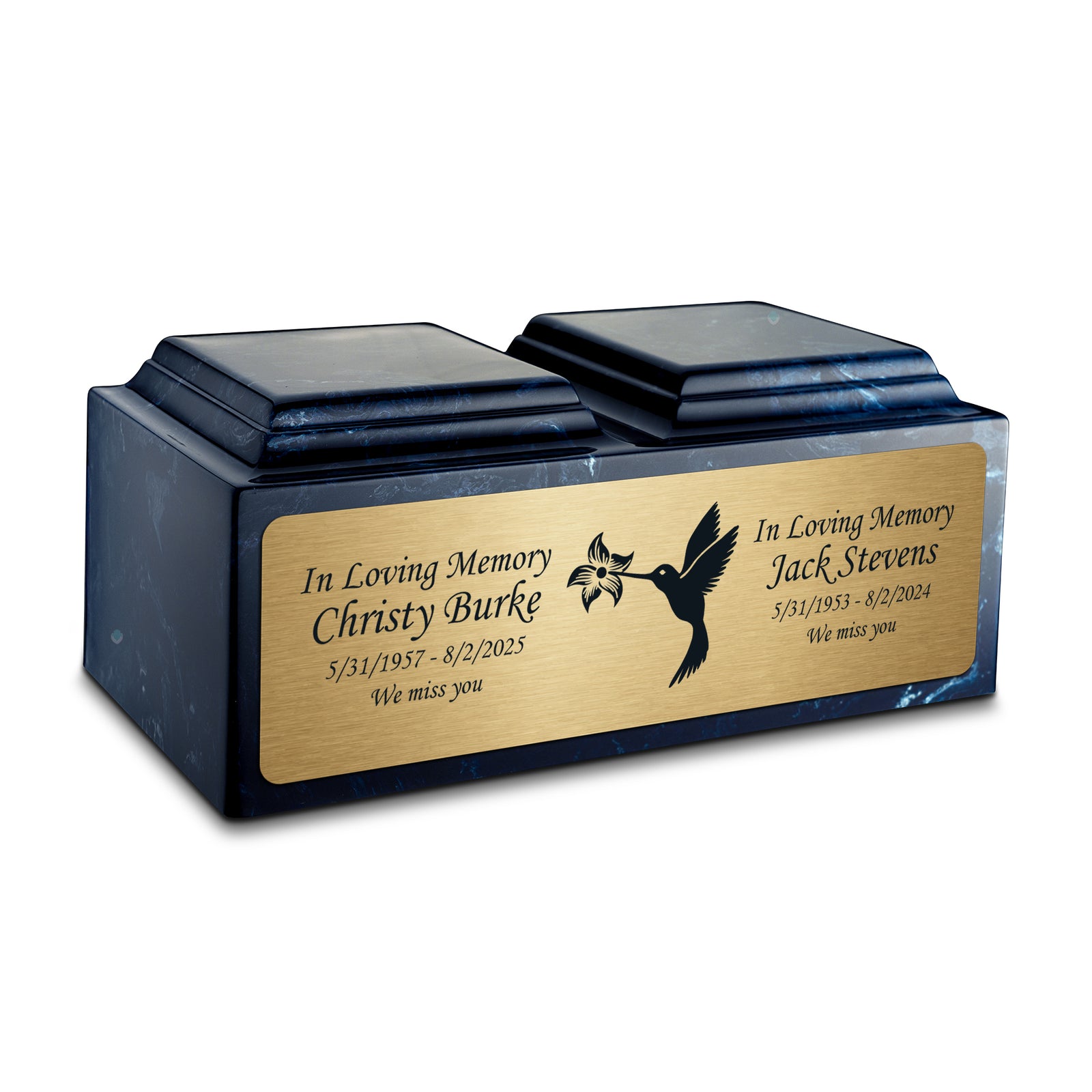 Adult Companion Custom Printed Navy Hummingbird Cultured Marble Urns by MacKenzie