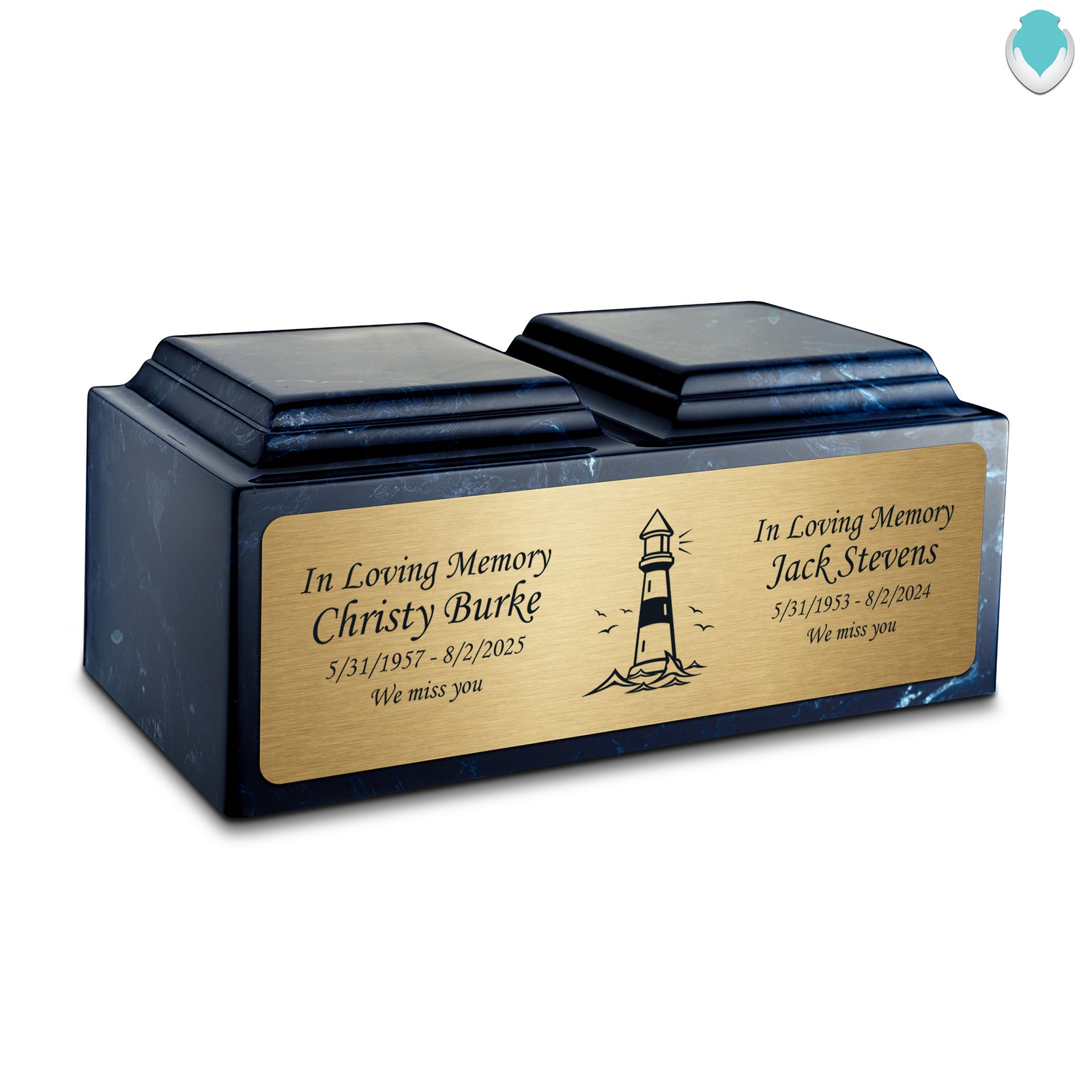 Adult Companion Custom Printed Navy Lighthouse Cultured Marble Urns by MacKenzie