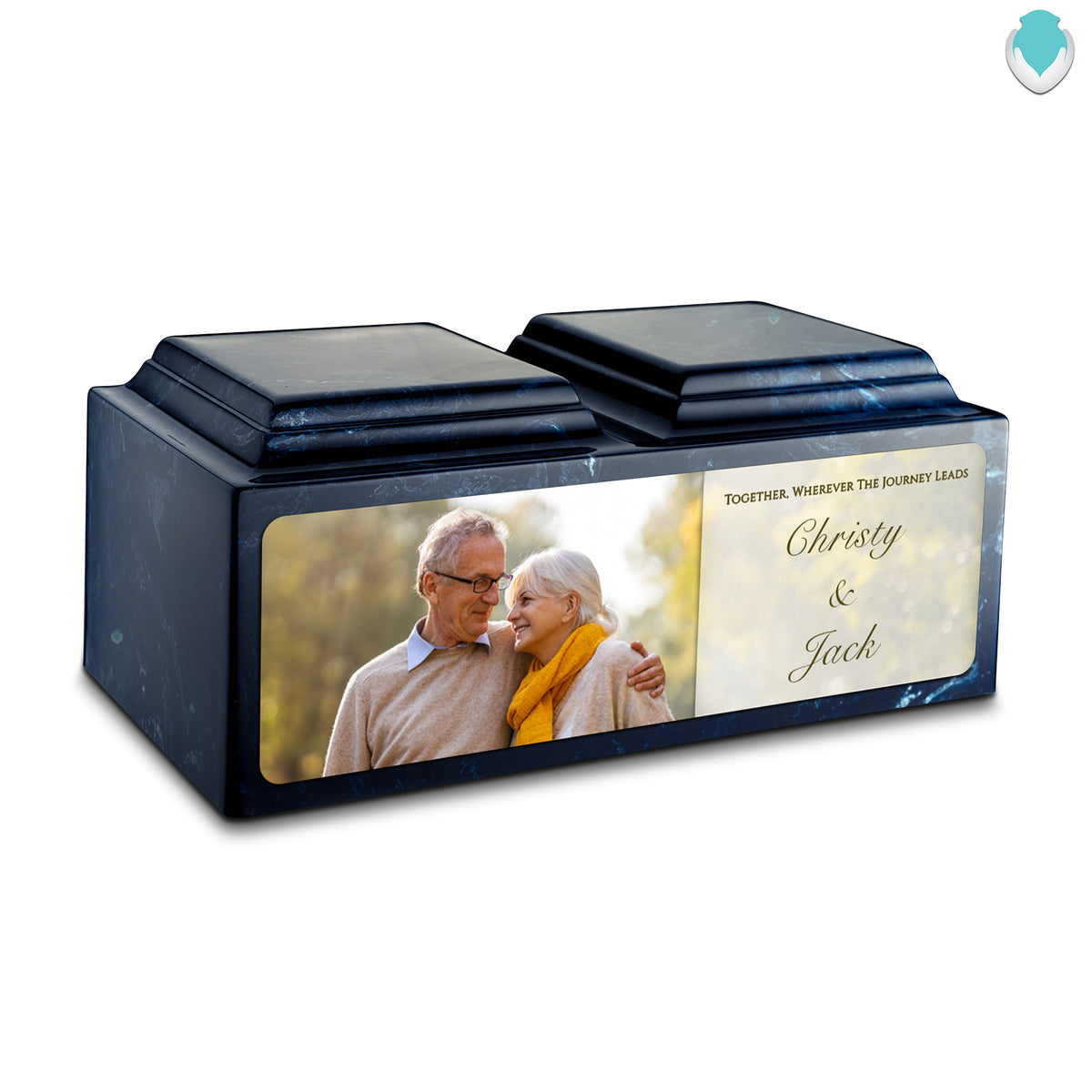 Adult Companion Custom Couple Portrait Navy Cultured Marble Urns by MacKenzie