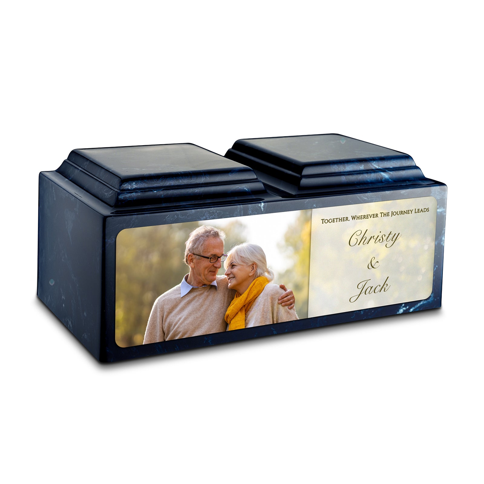 Adult Companion Custom Couple Portrait Navy Cultured Marble Urns by MacKenzie