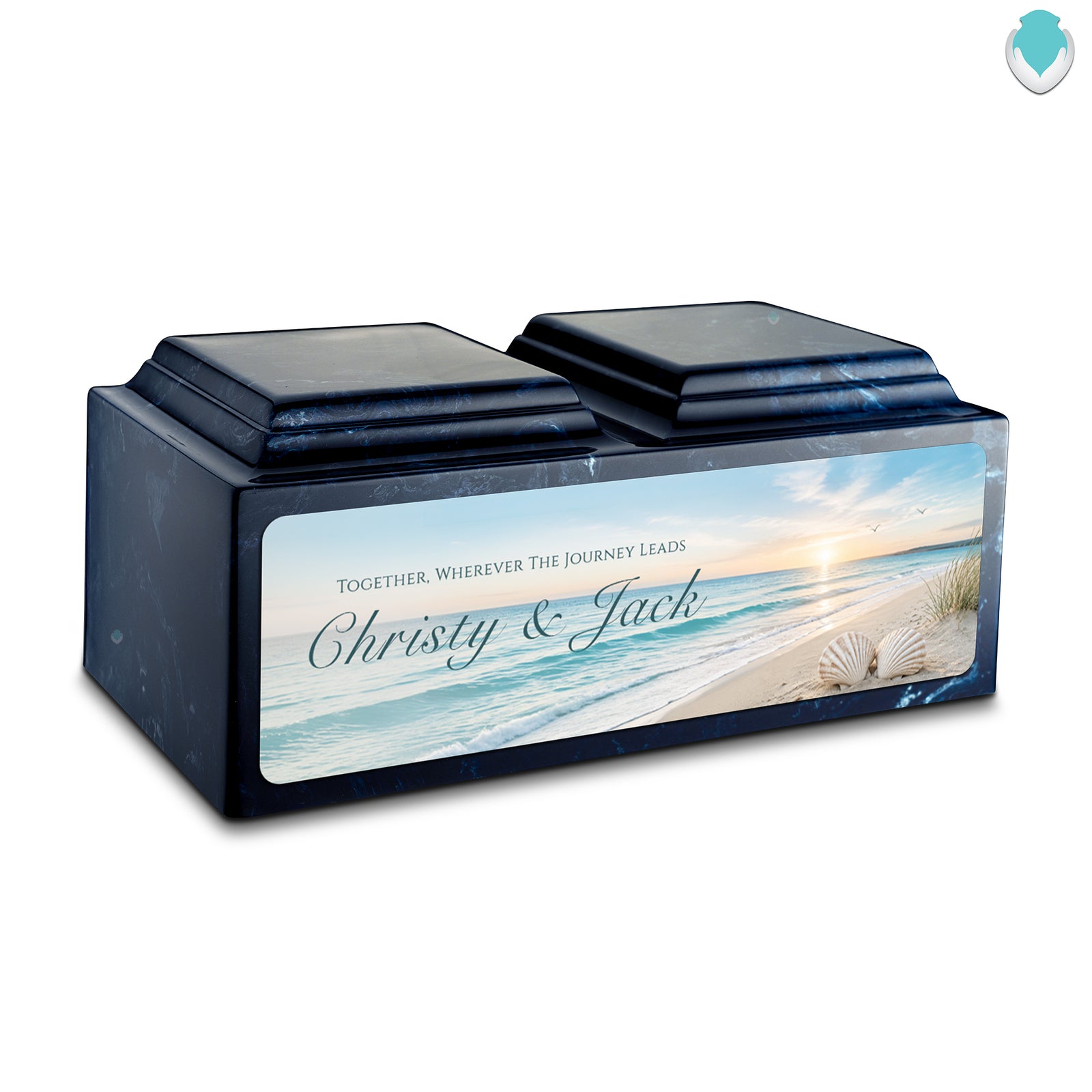 Adult Companion Custom Ocean Memorial Navy Cultured Marble Urns by MacKenzie