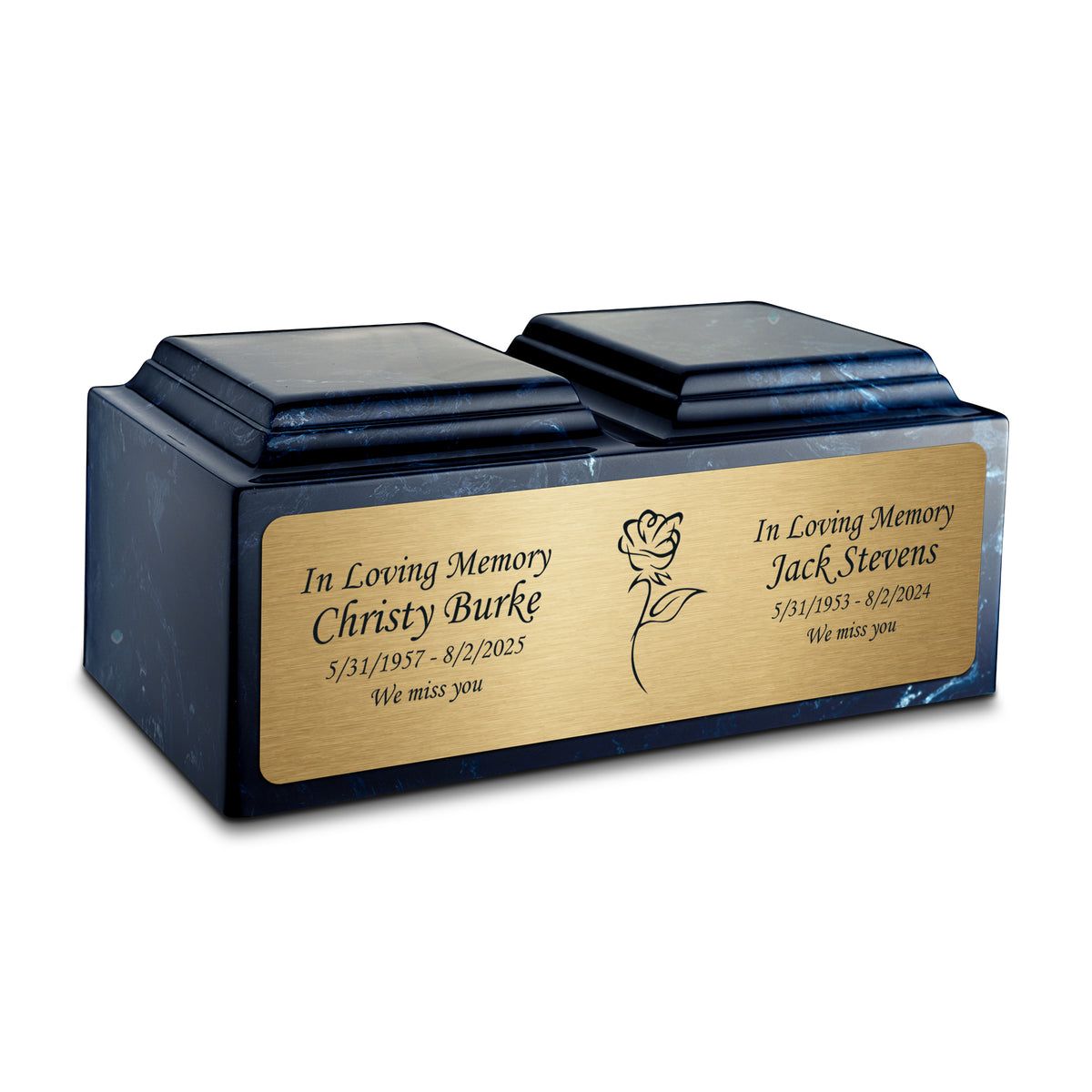Adult Companion Custom Printed Navy Roses Cultured Marble Urns by MacKenzie