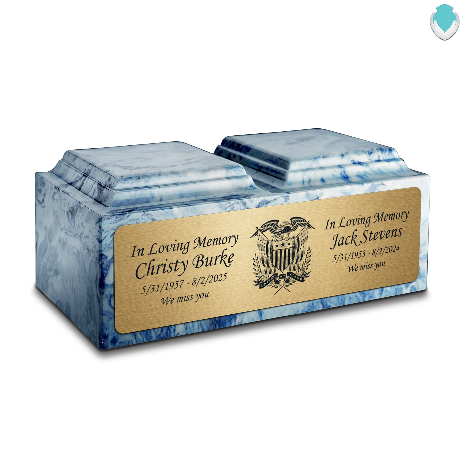Adult Companion Custom Printed Sky Blue American Glory Cultured Marble Urns by MacKenzie