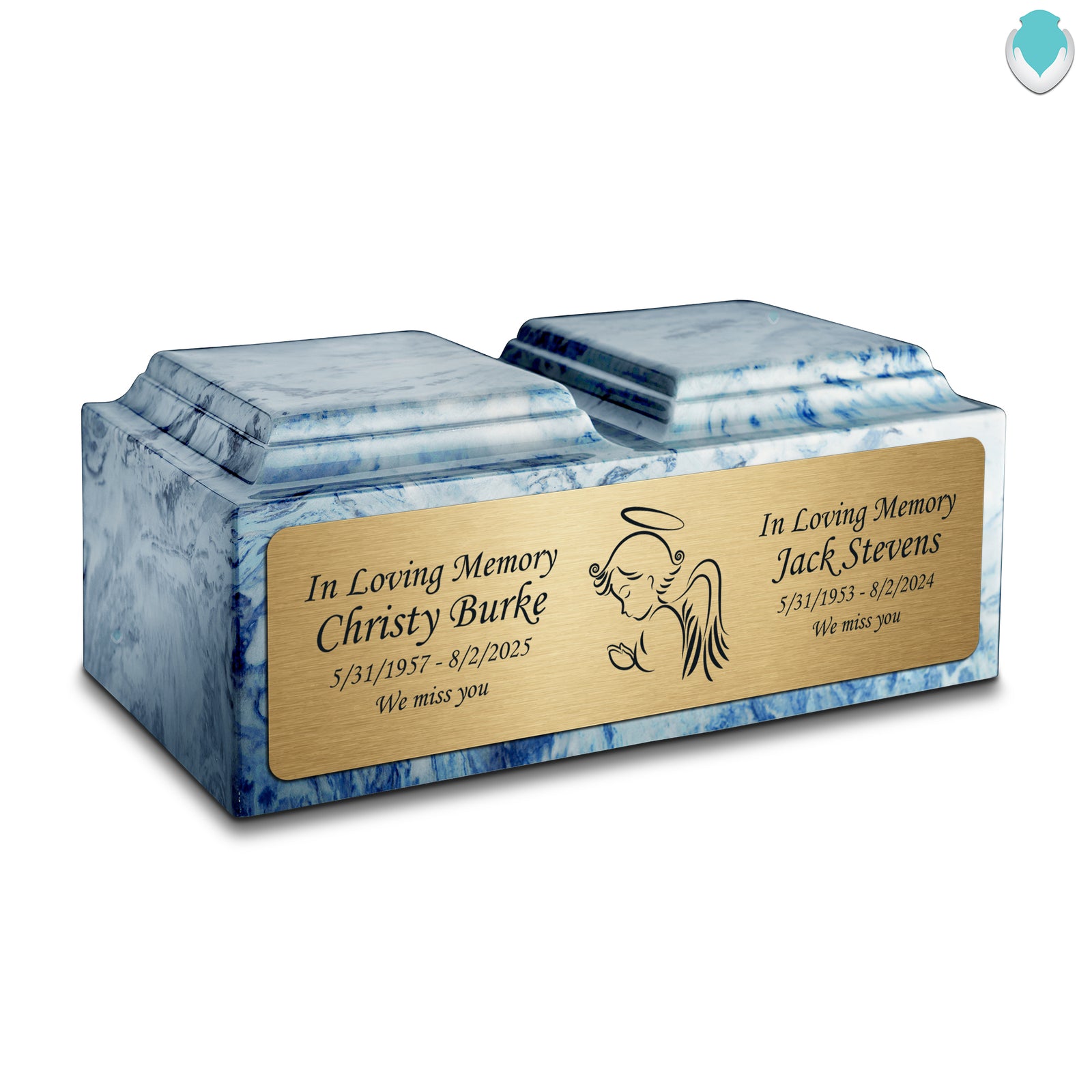 Adult Companion Custom Printed Sky Blue Angel Cultured Marble Urns by MacKenzie