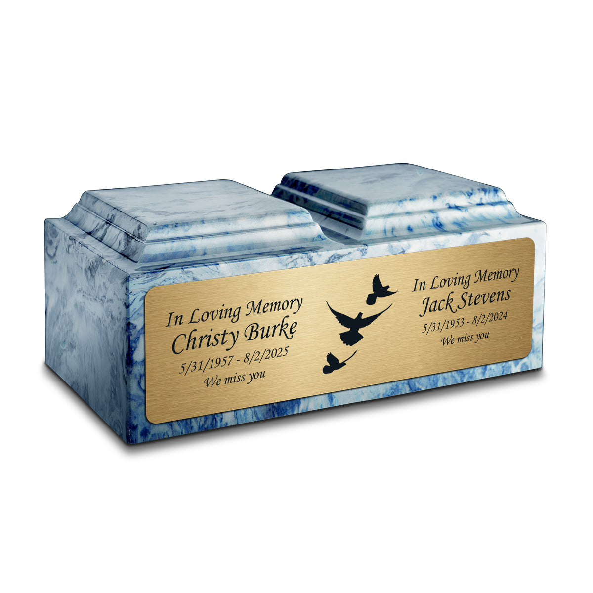 Adult Companion Custom Printed Sky Blue Doves Cultured Marble Urns by MacKenzie