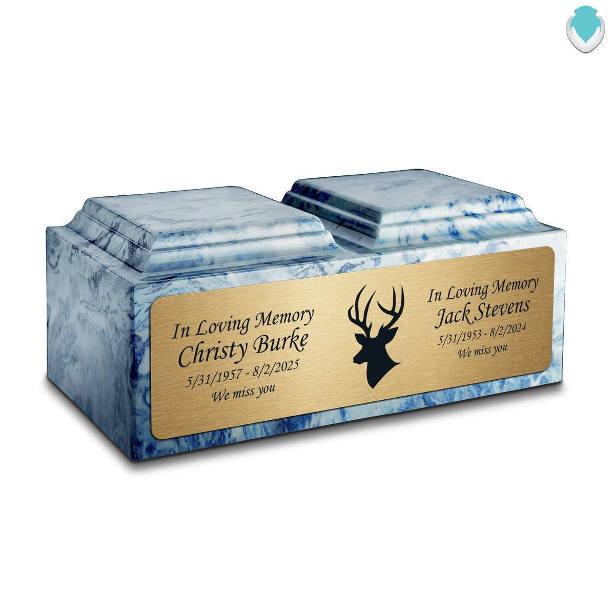 Adult Companion Custom Printed Sky Blue Deer Cultured Marble Urns by MacKenzie