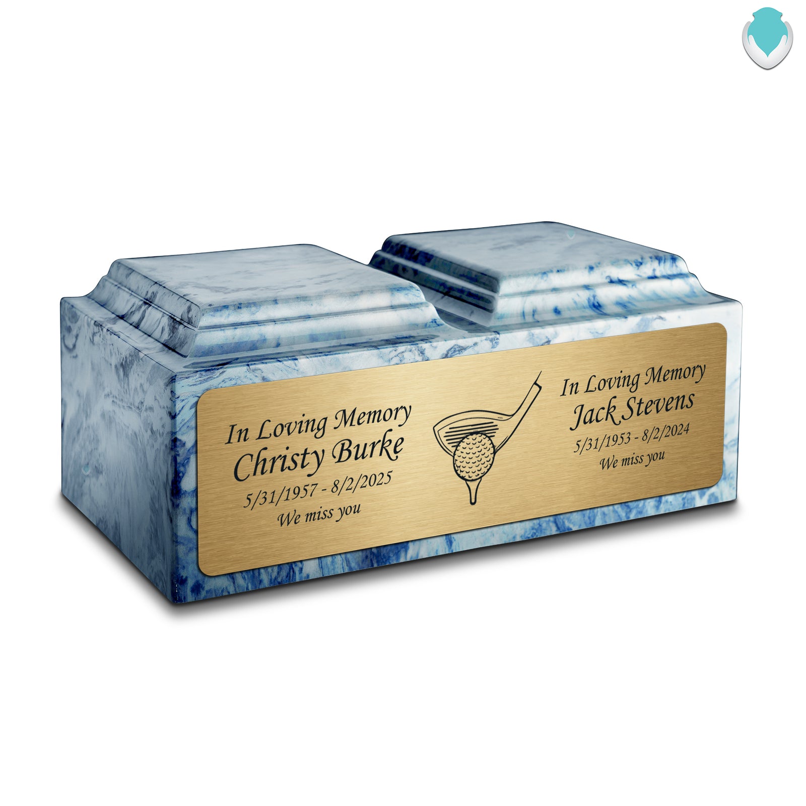 Adult Companion Custom Printed Sky Blue Golf Cultured Marble Urns by MacKenzie