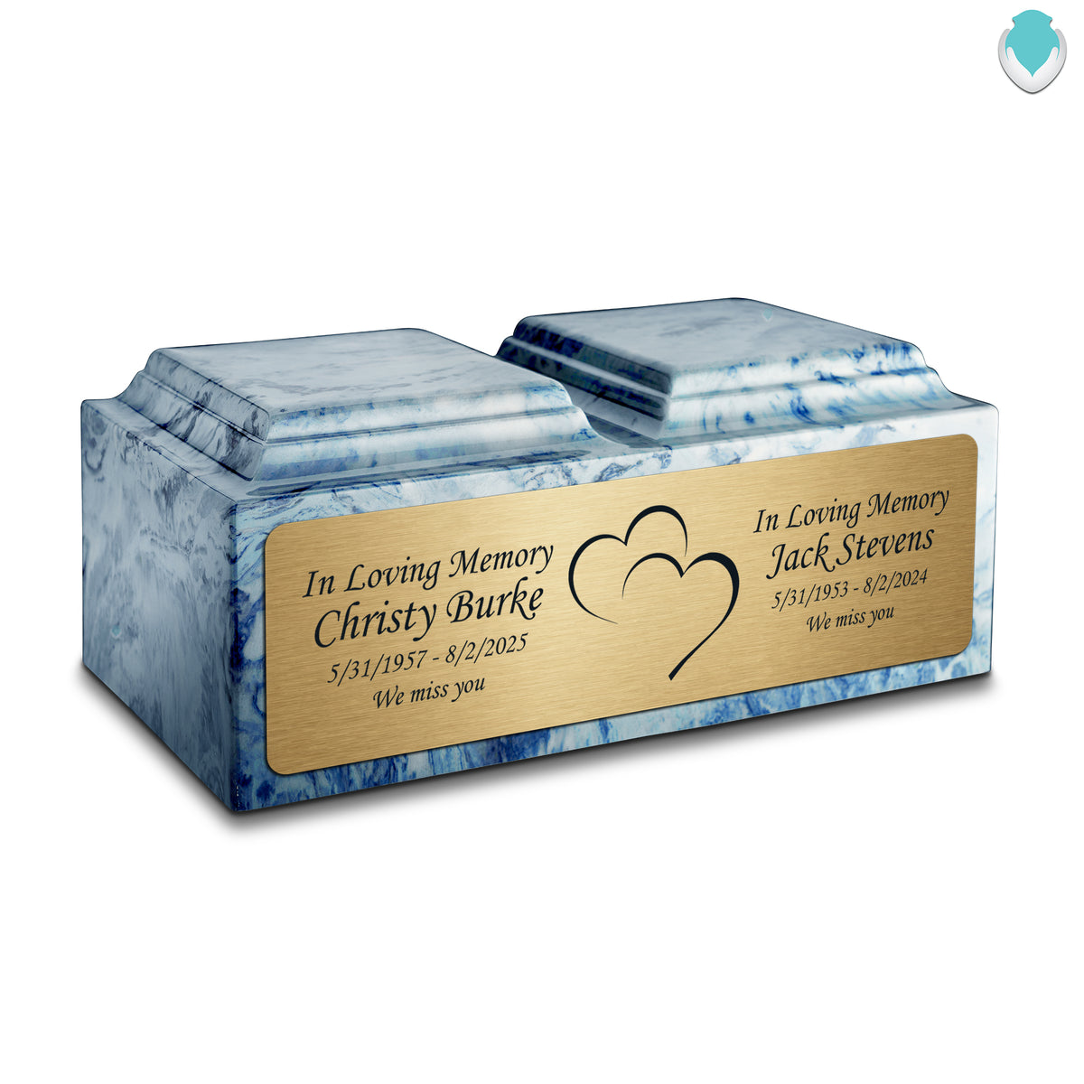 Adult Companion Custom Printed Sky Blue Heart Cultured Marble Urns by MacKenzie