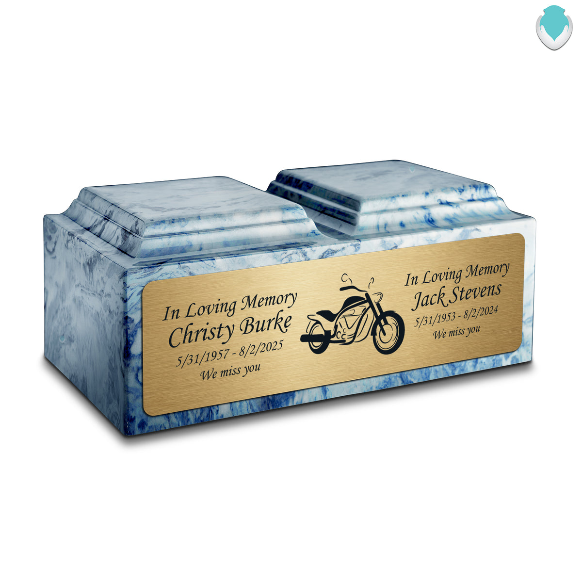 Adult Companion Custom Printed Sky Blue Motorcycle Cultured Marble Urns by MacKenzie
