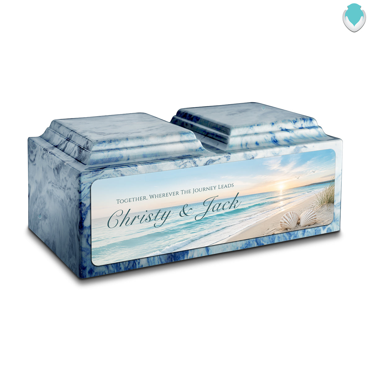 Adult Companion Custom Ocean Memorial Sky Blue Cultured Marble Urns by MacKenzie