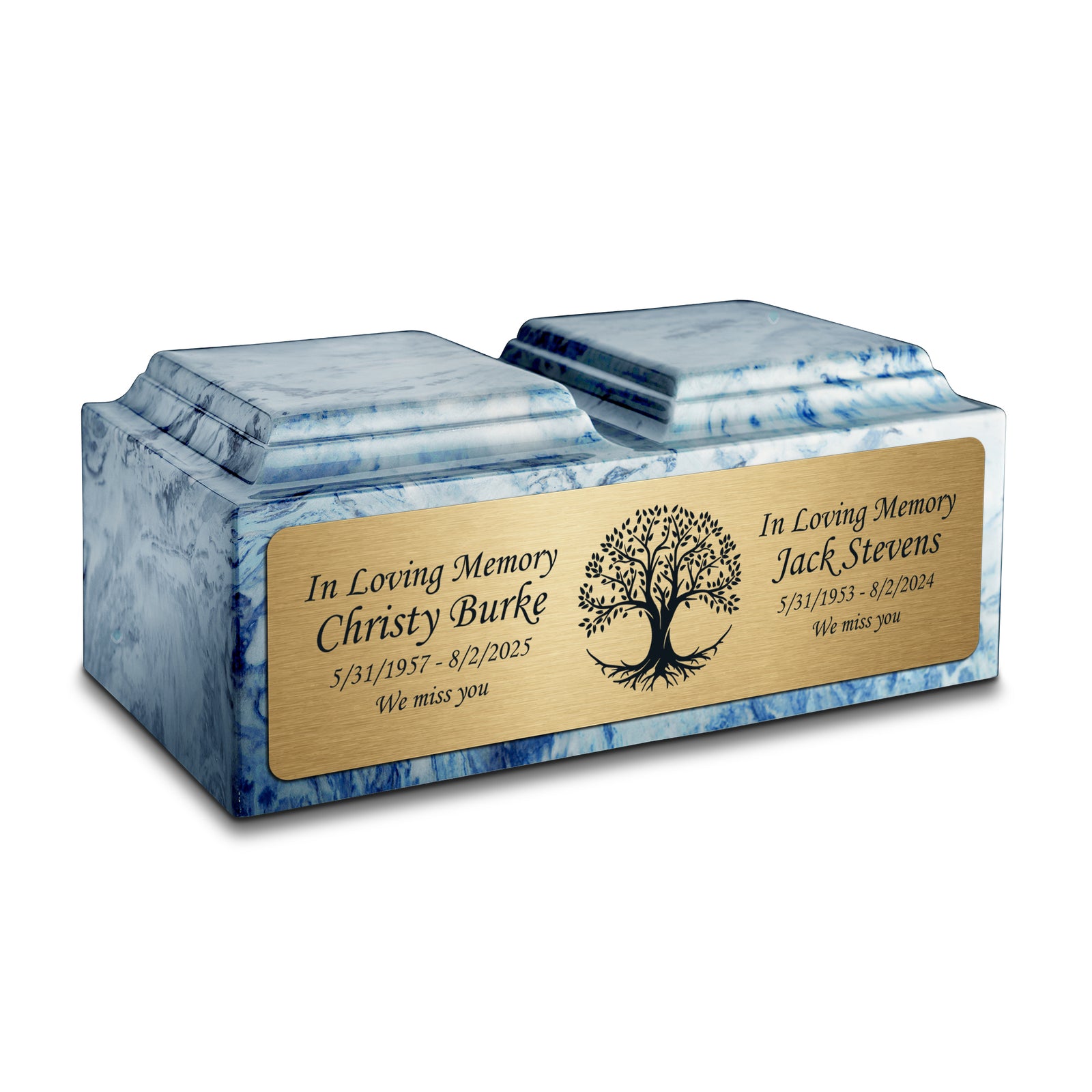 Adult Companion Custom Printed Sky Blue Tree of Life Cultured Marble Urns by MacKenzie
