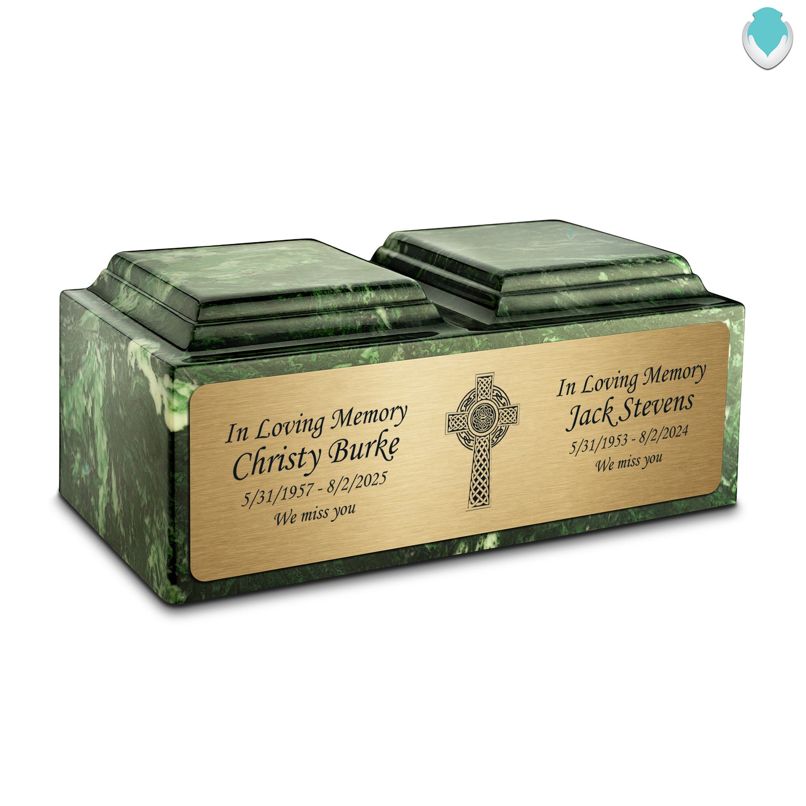 Adult Companion Custom Printed Verde Celtic Cross Cultured Marble Urns by MacKenzie