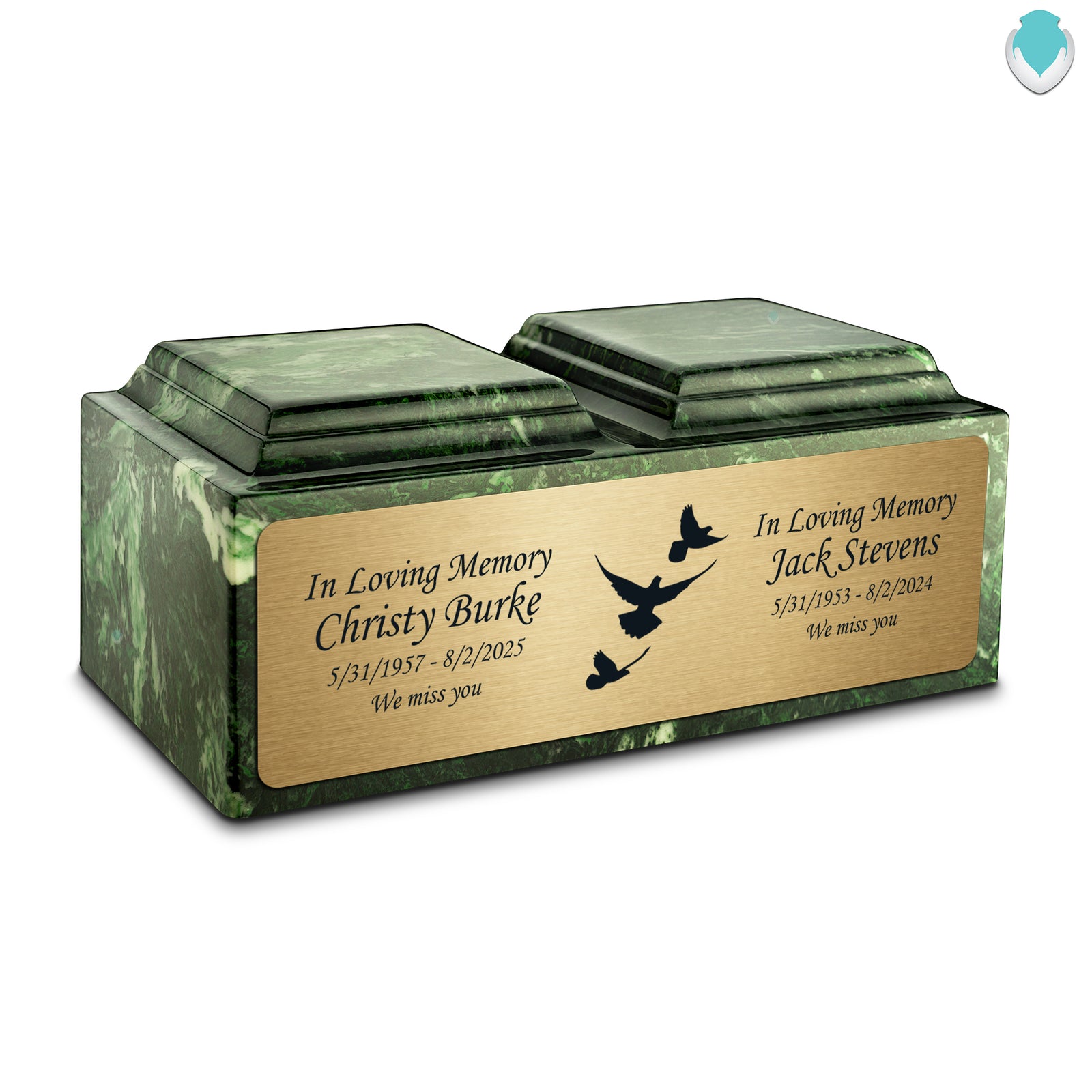 Adult Companion Custom Printed Verde Doves Cultured Marble Urns by MacKenzie