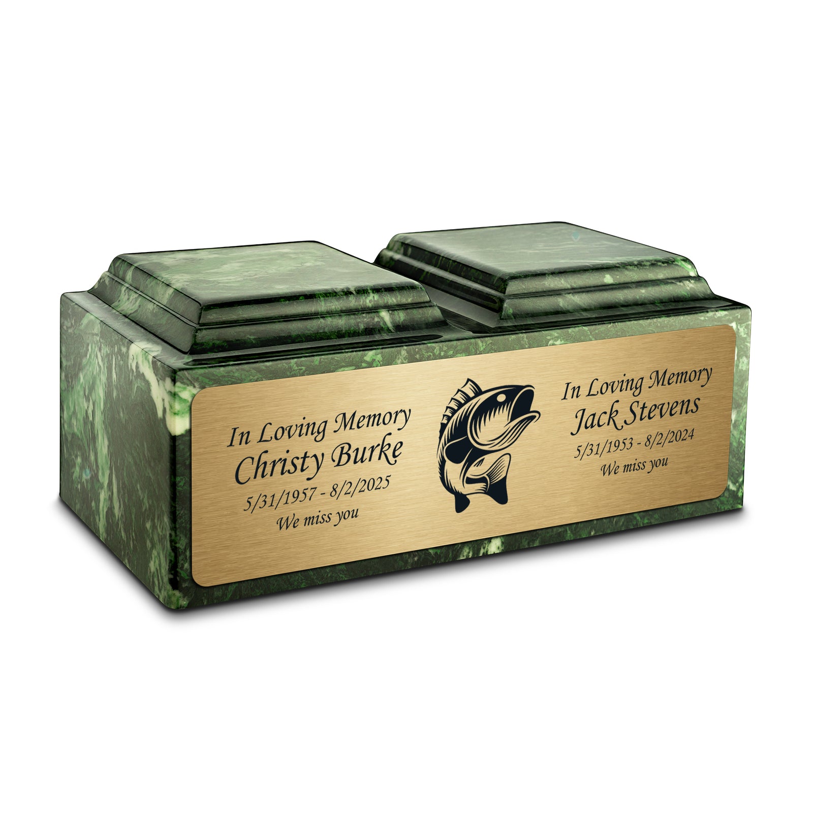 Adult Companion Custom Printed Verde Fishing Cultured Marble Urns by MacKenzie