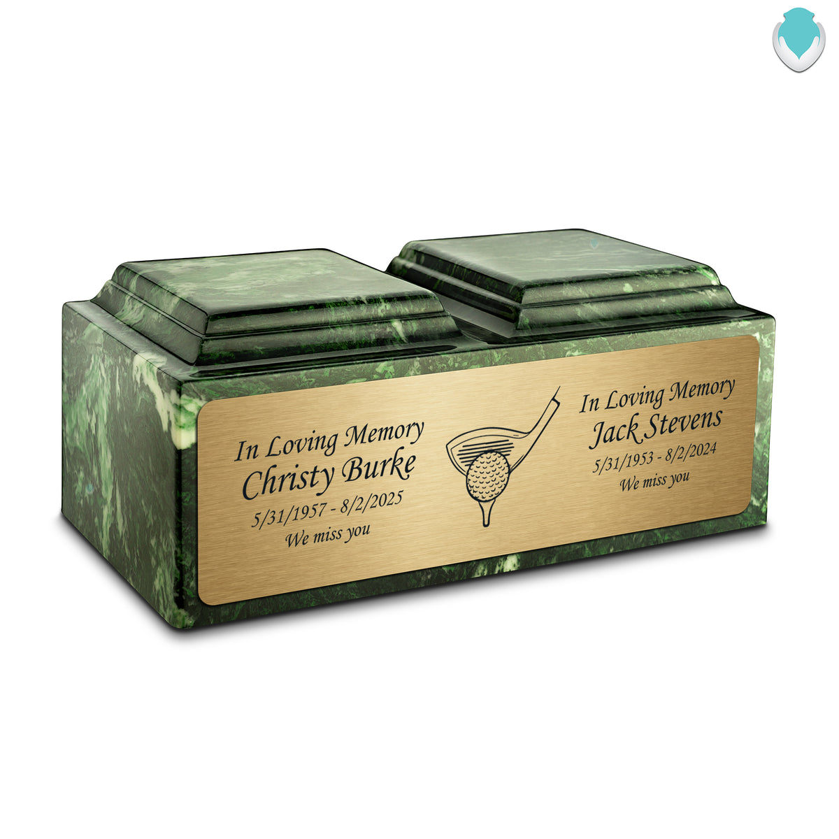 Adult Companion Custom Printed Verde Golf Cultured Marble Urns by MacKenzie