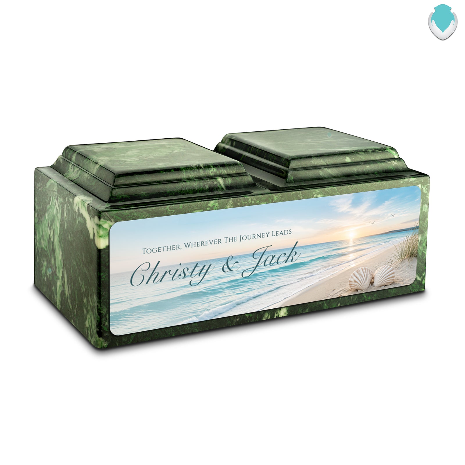 Adult Companion Custom Ocean Memorial Verde Cultured Marble Urns by MacKenzie