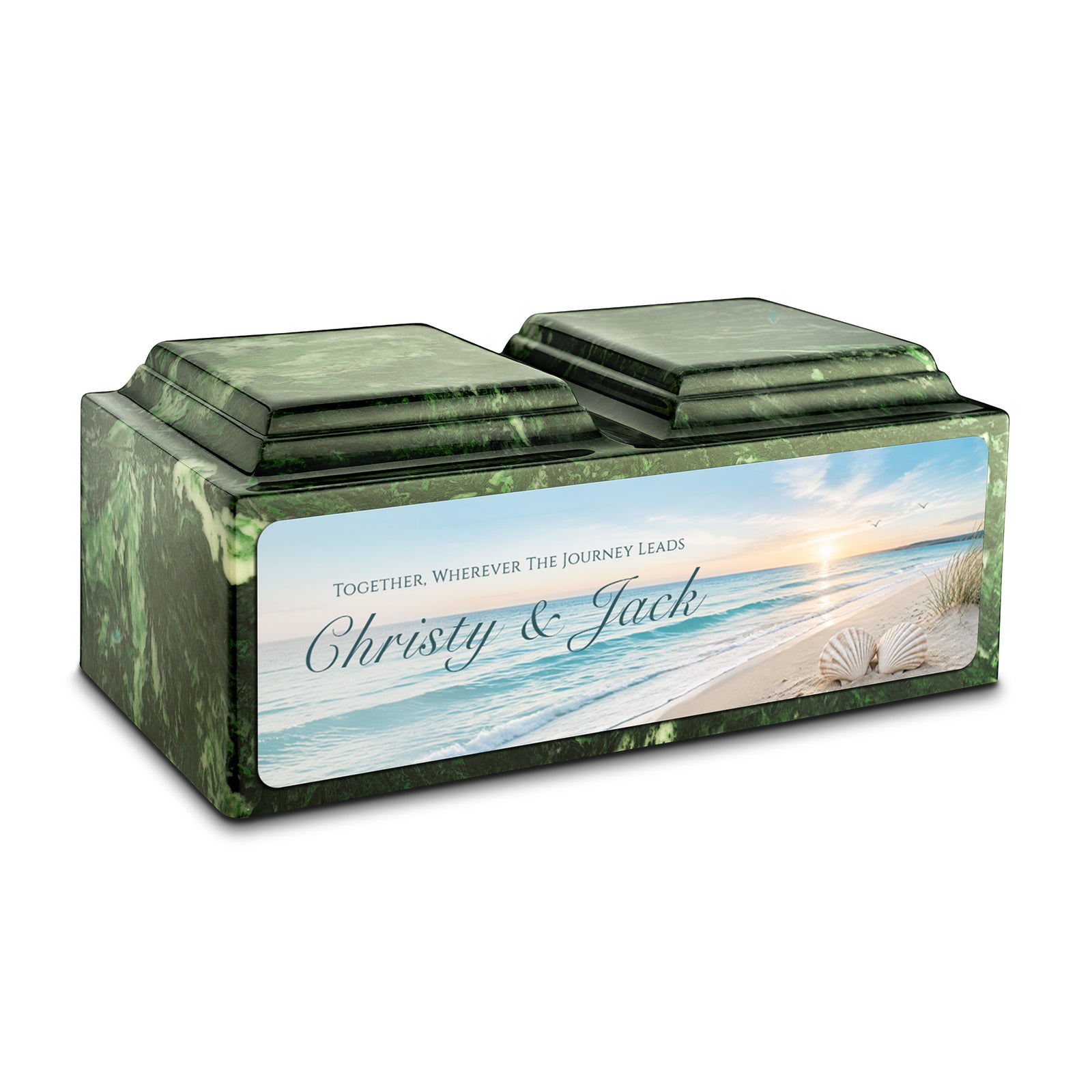 Adult Companion Custom Ocean Memorial Verde Cultured Marble Urns by MacKenzie