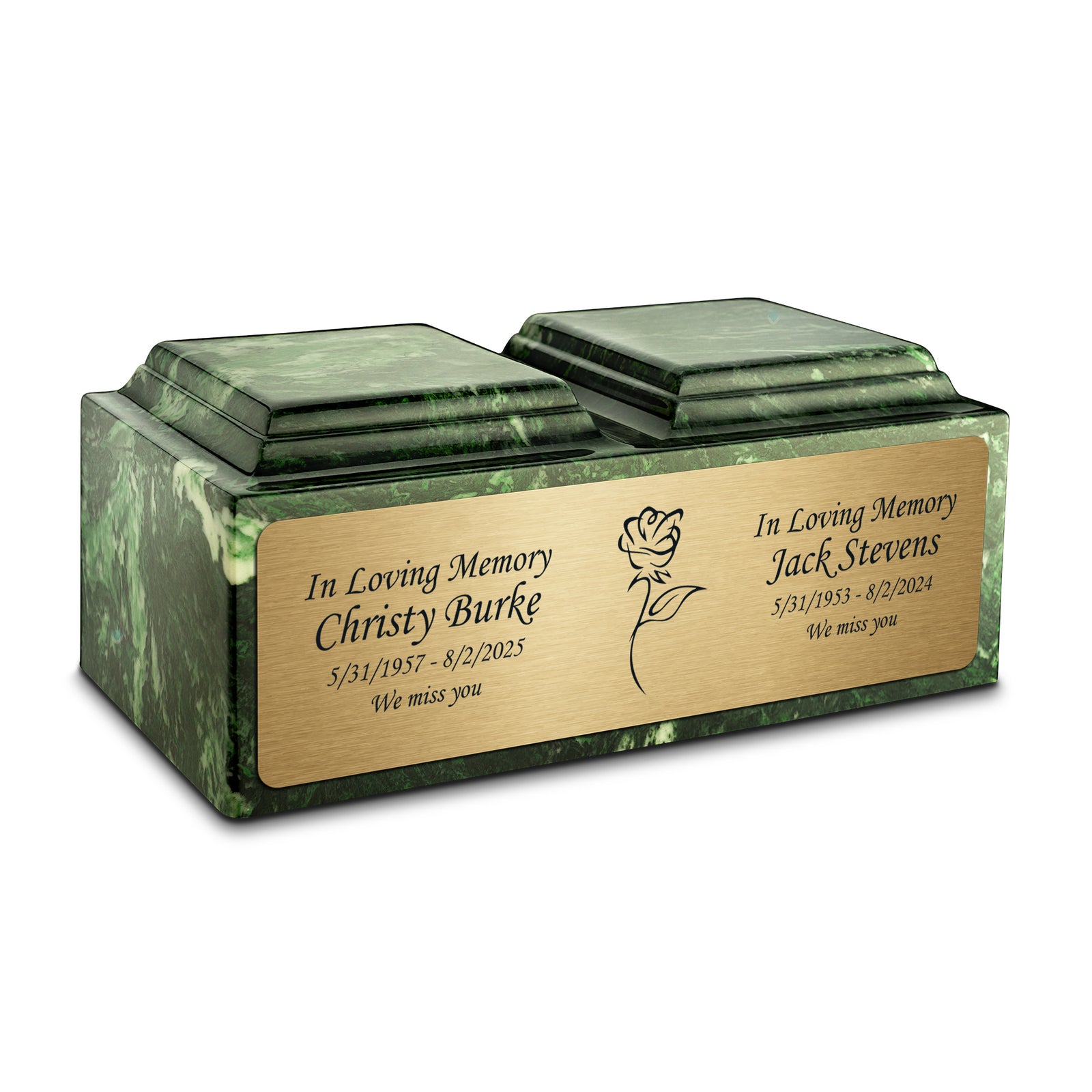 Adult Companion Custom Printed Verde Roses Cultured Marble Urns by MacKenzie