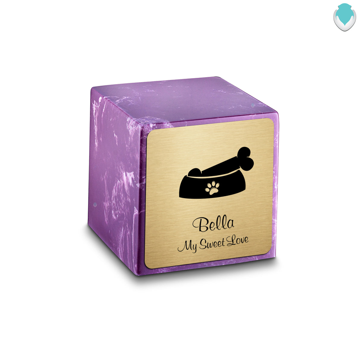 Small Cube Dog Bone Amethyst Cultured Marble Pet Cremation Urn by MacKenzie