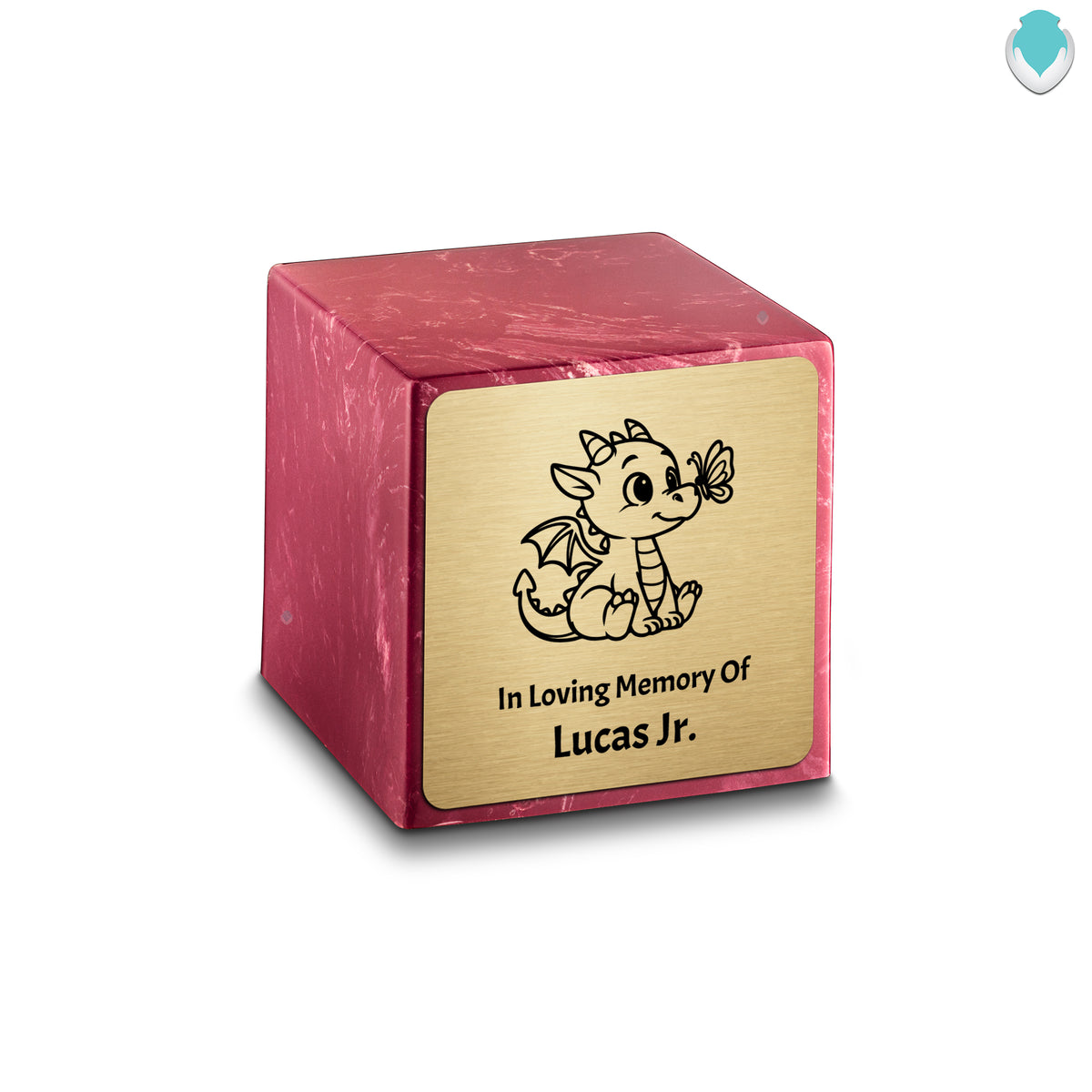 Small Cube Baby Dragon Berry Cultured Marble Child Cremation Urn by MacKenzie