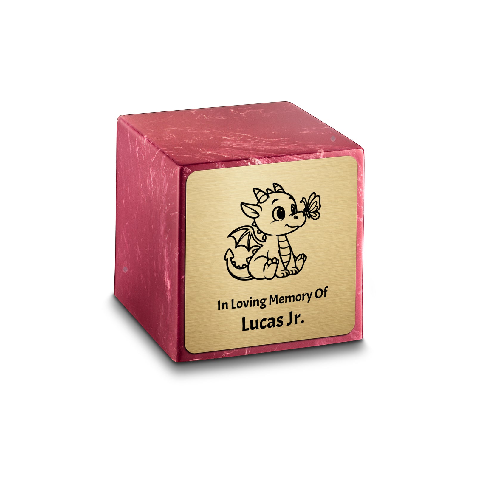 Small Cube Baby Dragon Berry Cultured Marble Child Cremation Urn by MacKenzie