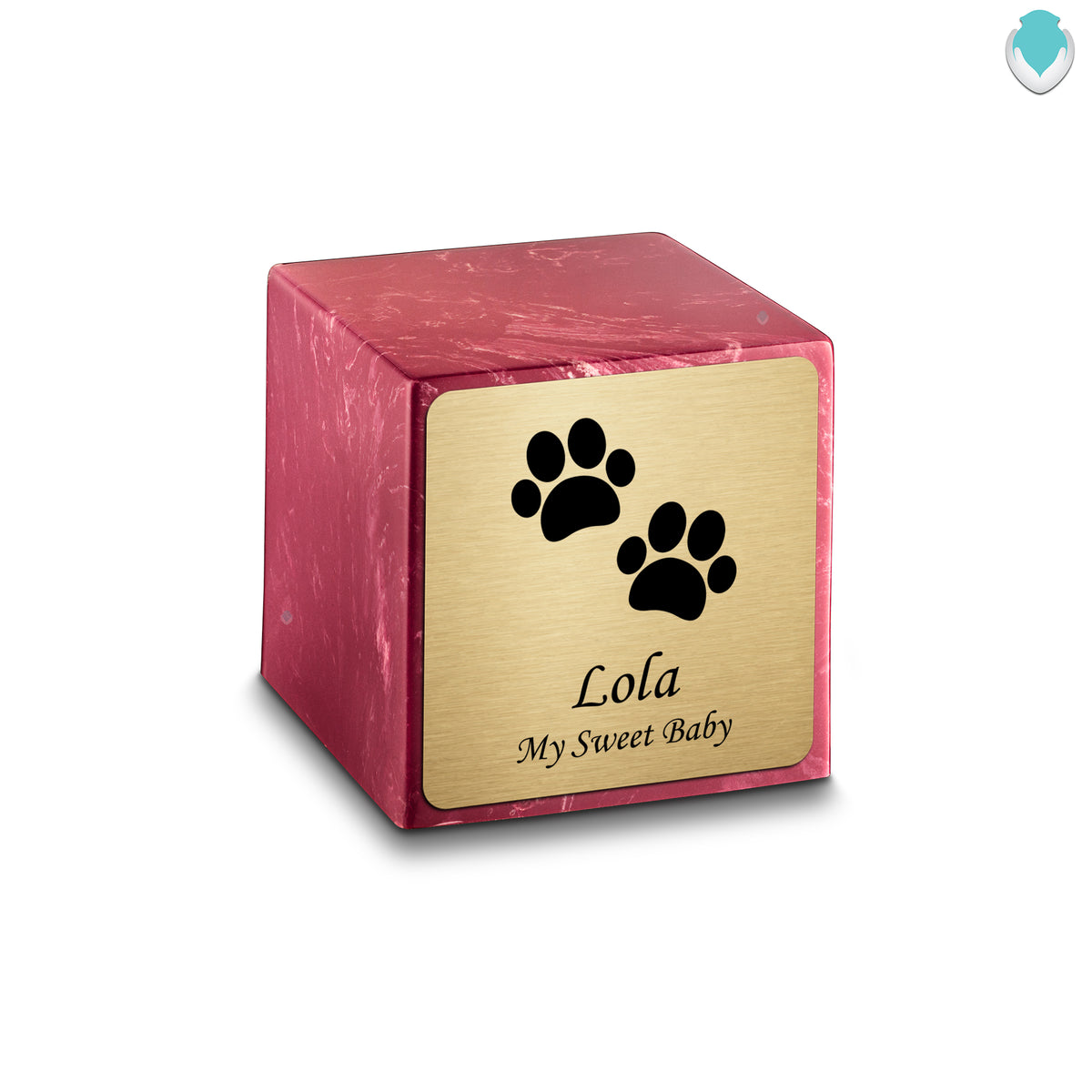 Small Cube Walking Paws Berry Cultured Marble Pet Cremation Urn by MacKenzie
