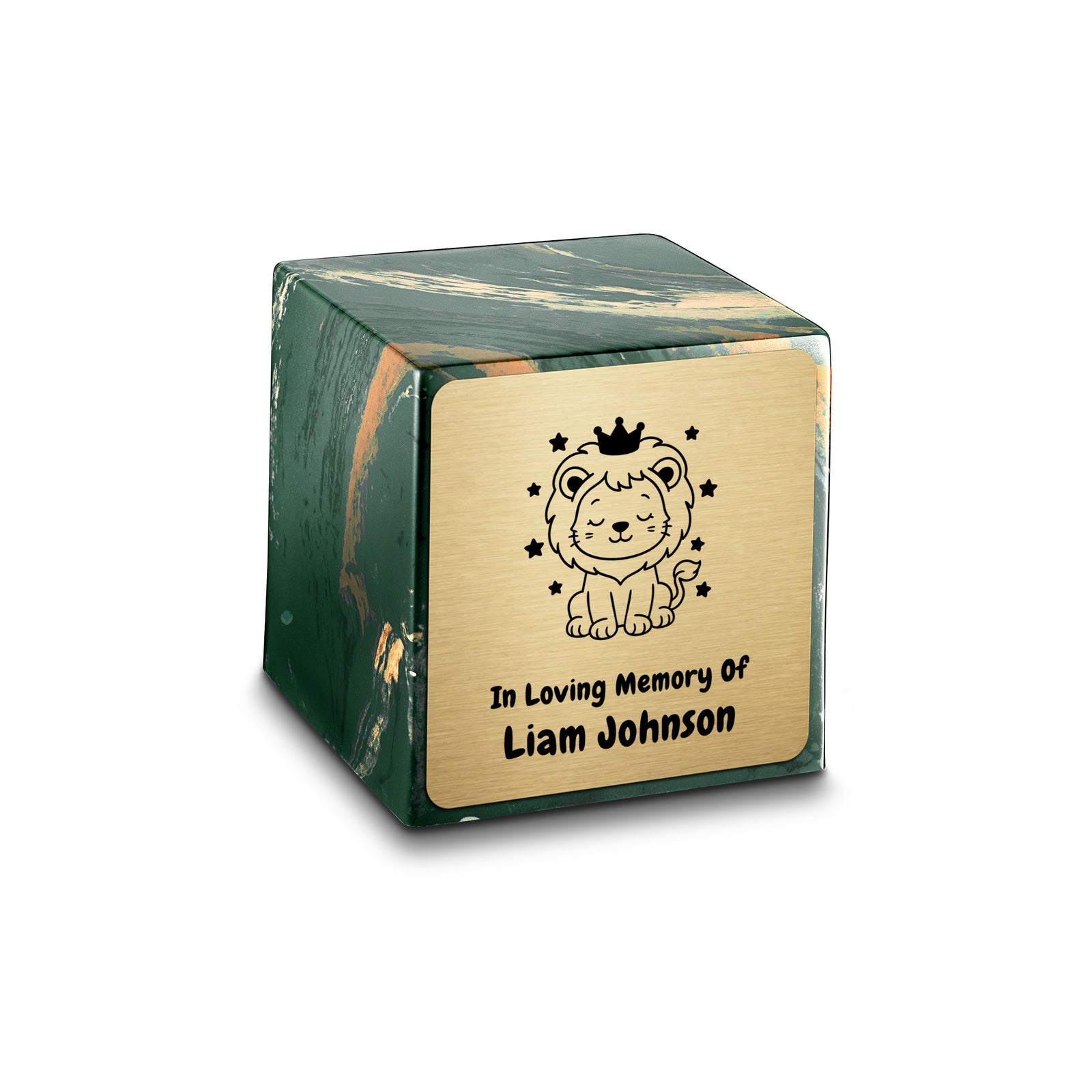 Small Cube Baby Lion Camo Cultured Marble Child Cremation Urn by MacKenzie